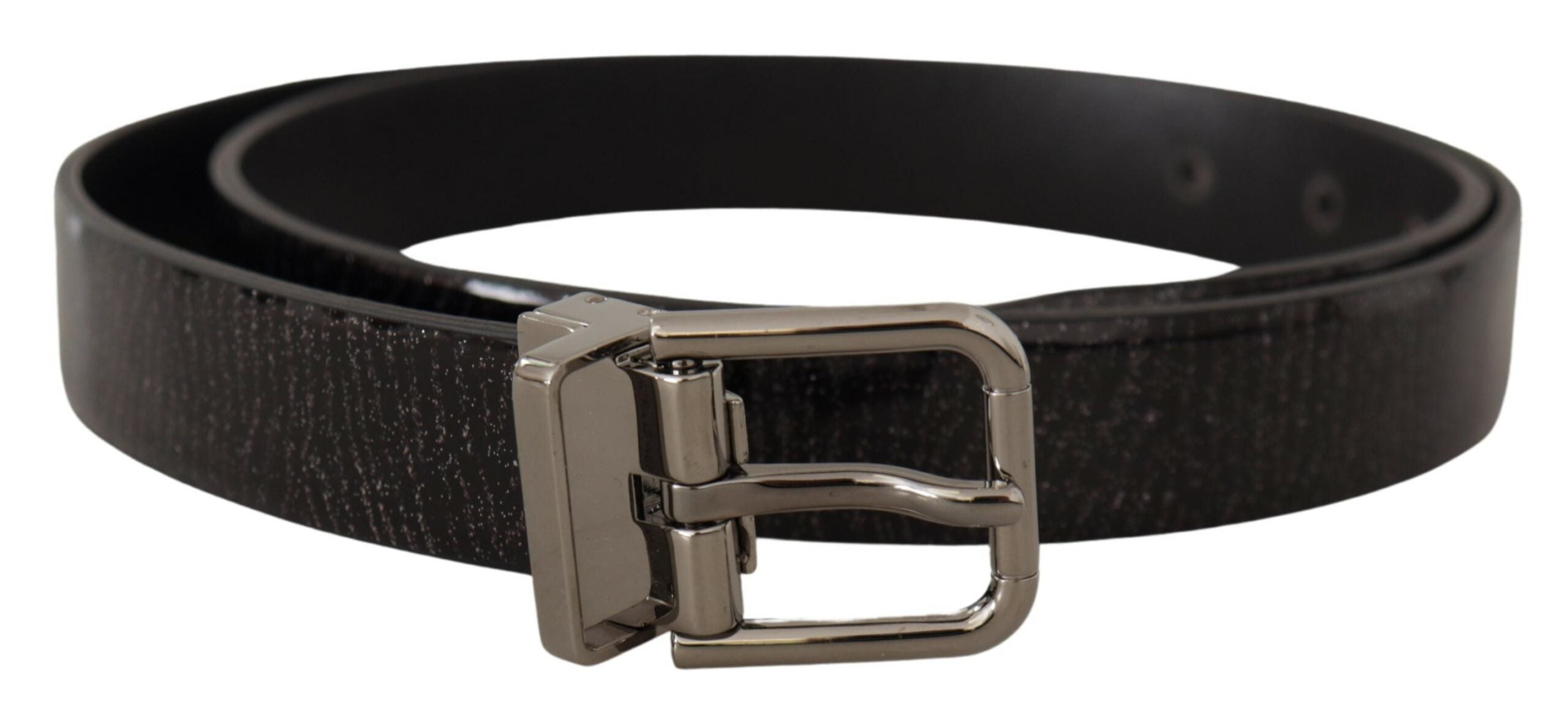 Dolce & Gabbana Elegant Black Leather Belt with Silver Buckle - Luksusmuotia Dolce & Gabbana - Tutustu YVES JAVANNI® 