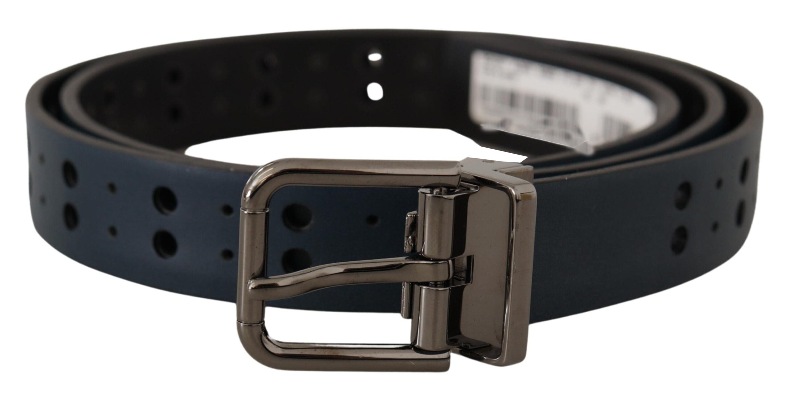 Dolce & Gabbana Elegant Blue Leather Belt with Metal Buckle - Luksusmuotia Dolce & Gabbana - Tutustu YVES JAVANNI® 