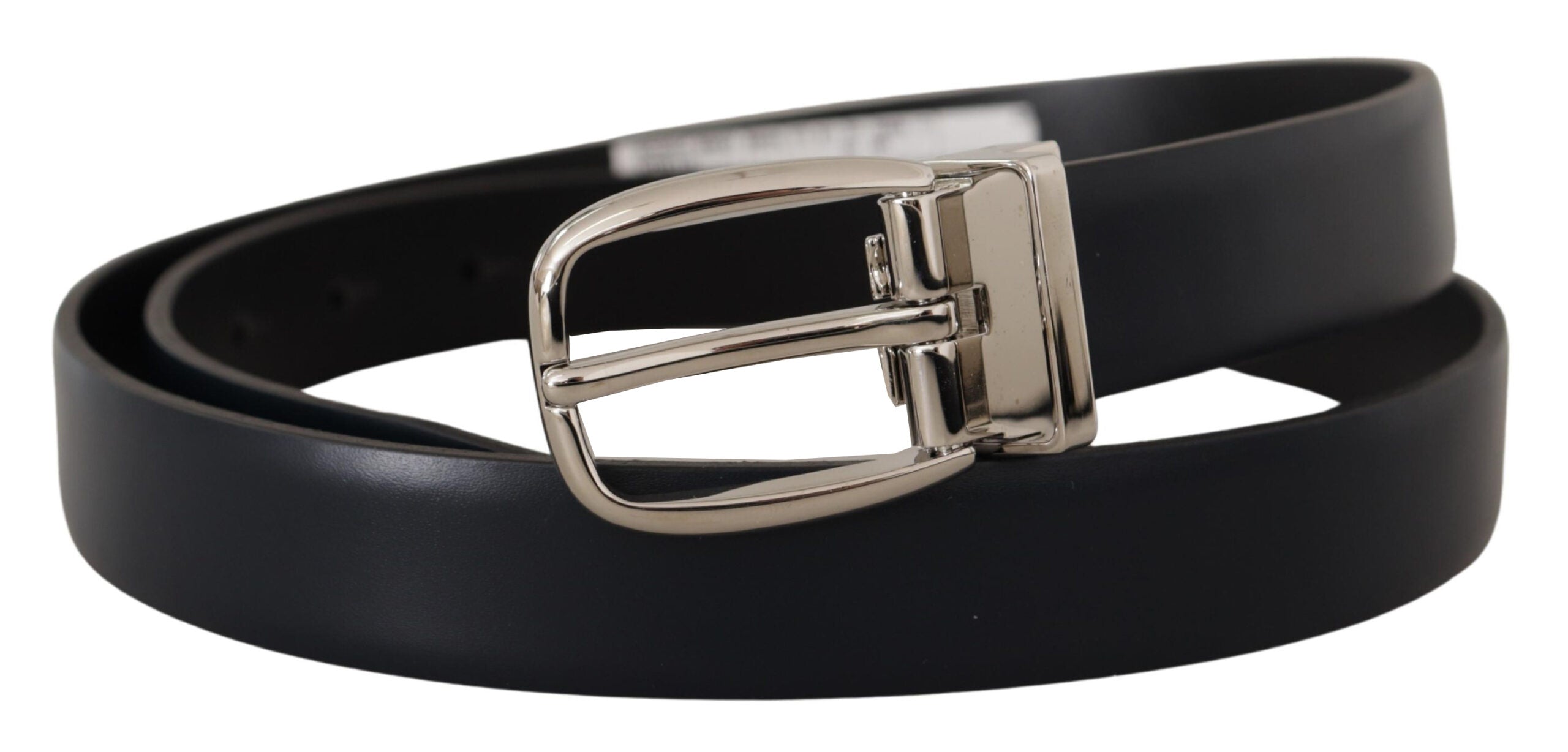 Dolce & Gabbana Elegant Black Leather Belt with Silver Buckle - Luksusmuotia Dolce & Gabbana - Tutustu YVES JAVANNI® 