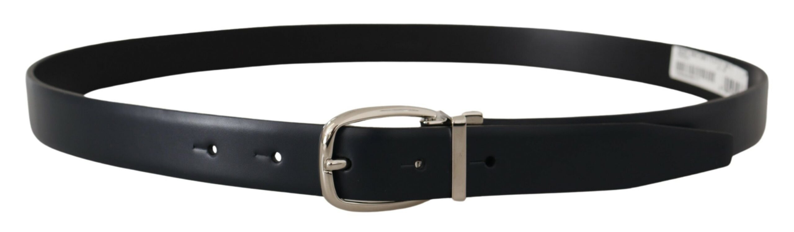 Dolce & Gabbana Elegant Black Leather Belt with Silver Buckle - Luksusmuotia Dolce & Gabbana - Tutustu YVES JAVANNI® 