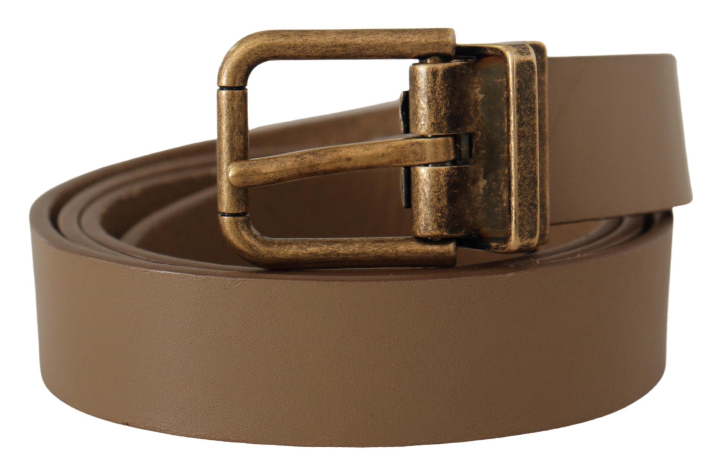 Dolce & Gabbana Elegant Brown Leather Belt with Brass Tone Buckle - Luksusmuotia Dolce & Gabbana - Tutustu YVES JAVANNI® 