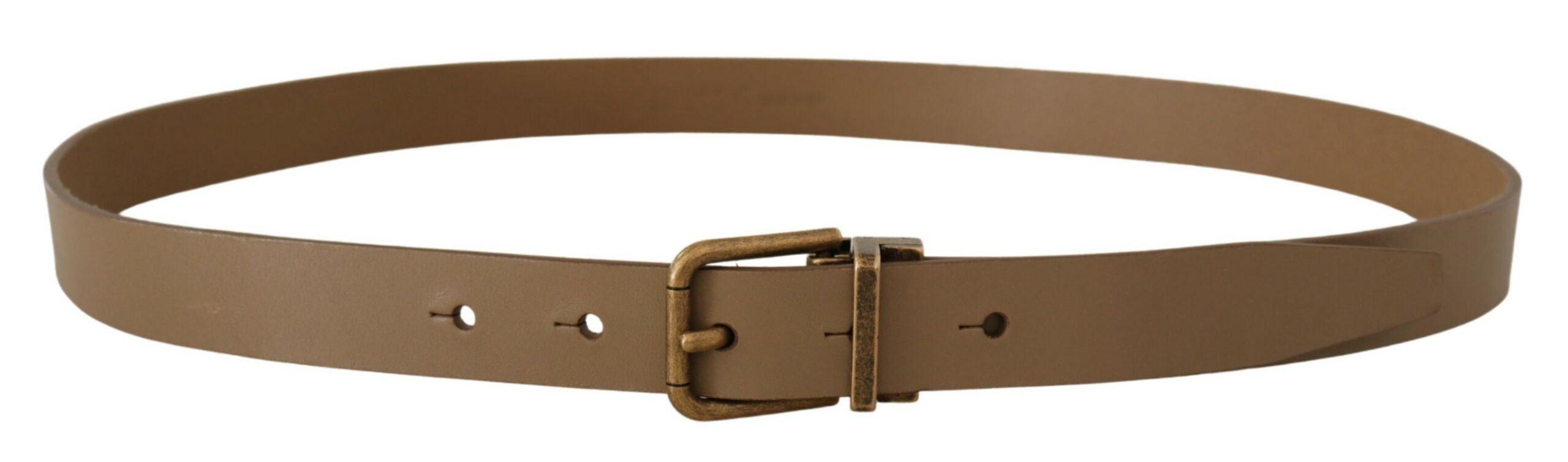 Dolce & Gabbana Elegant Brown Leather Belt with Brass Tone Buckle - Luksusmuotia Dolce & Gabbana - Tutustu YVES JAVANNI® 