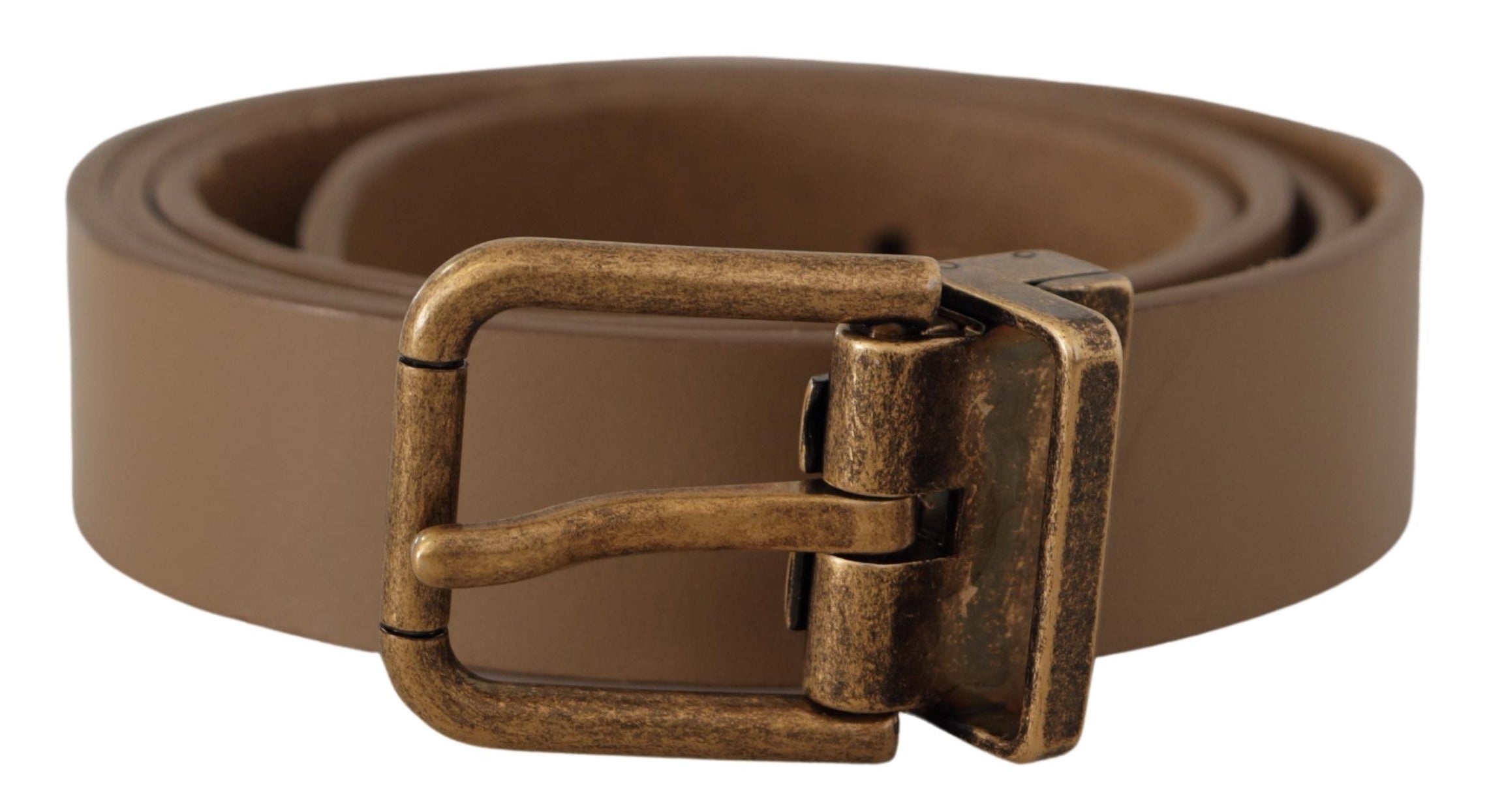 Dolce & Gabbana Elegant Brown Leather Belt with Brass Tone Buckle - Luksusmuotia Dolce & Gabbana - Tutustu YVES JAVANNI® 