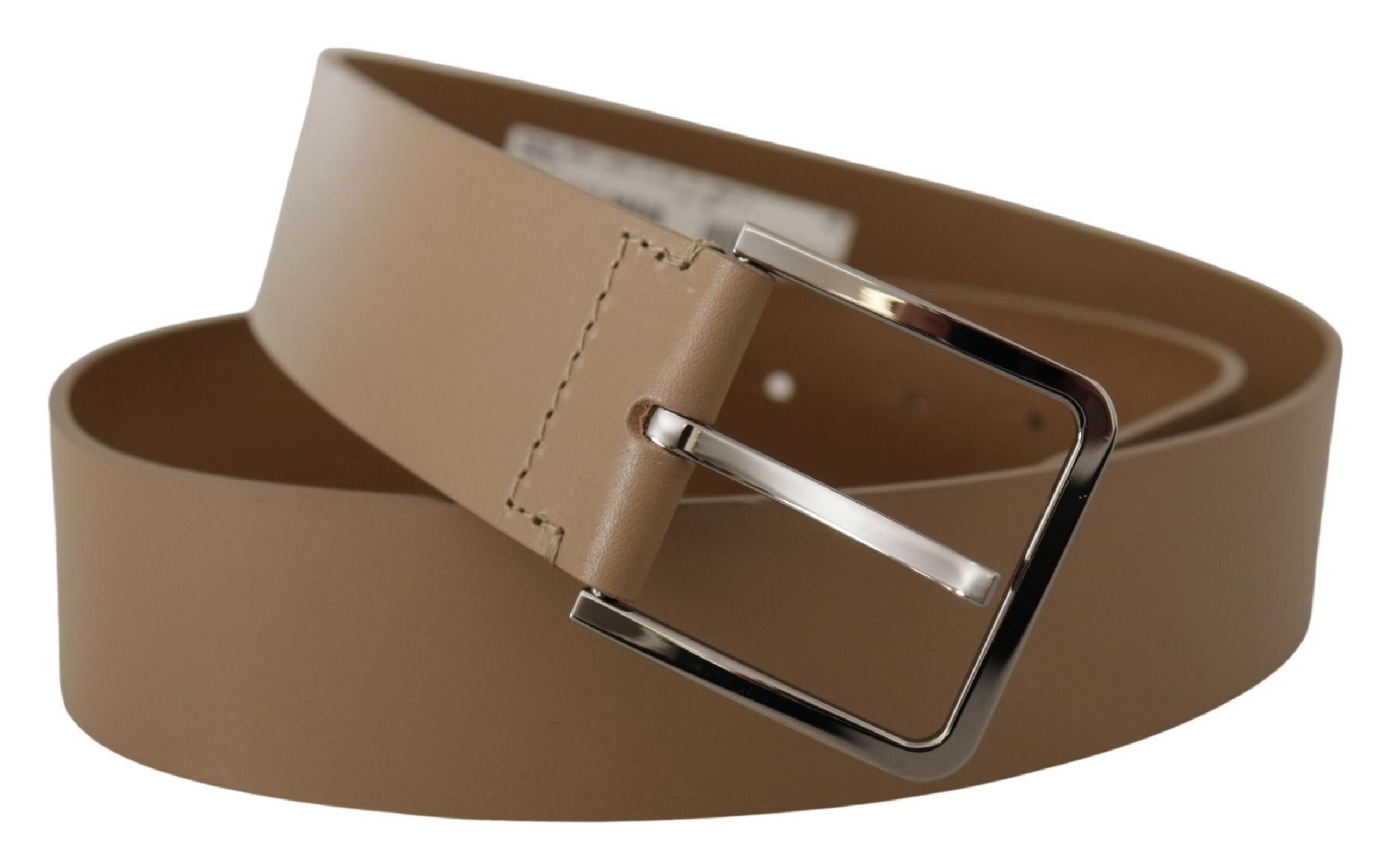 Dolce & Gabbana Beige Leather Statement Belt with Silver Buckle - Luksusmuotia Dolce & Gabbana - Tutustu YVES JAVANNI® 