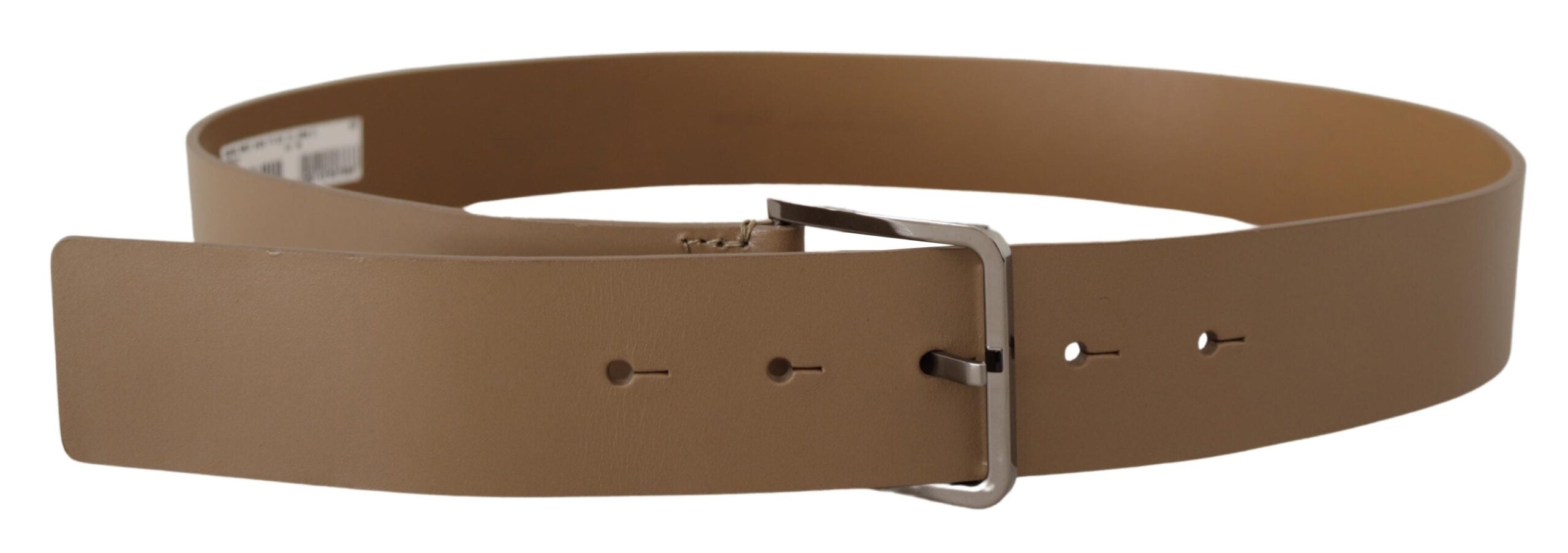 Dolce & Gabbana Beige Leather Statement Belt with Silver Buckle - Luksusmuotia Dolce & Gabbana - Tutustu YVES JAVANNI® 