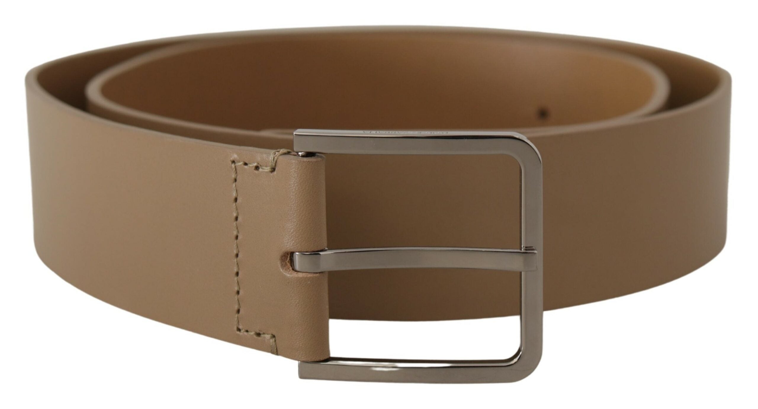 Dolce & Gabbana Beige Leather Statement Belt with Silver Buckle - Luksusmuotia Dolce & Gabbana - Tutustu YVES JAVANNI® 