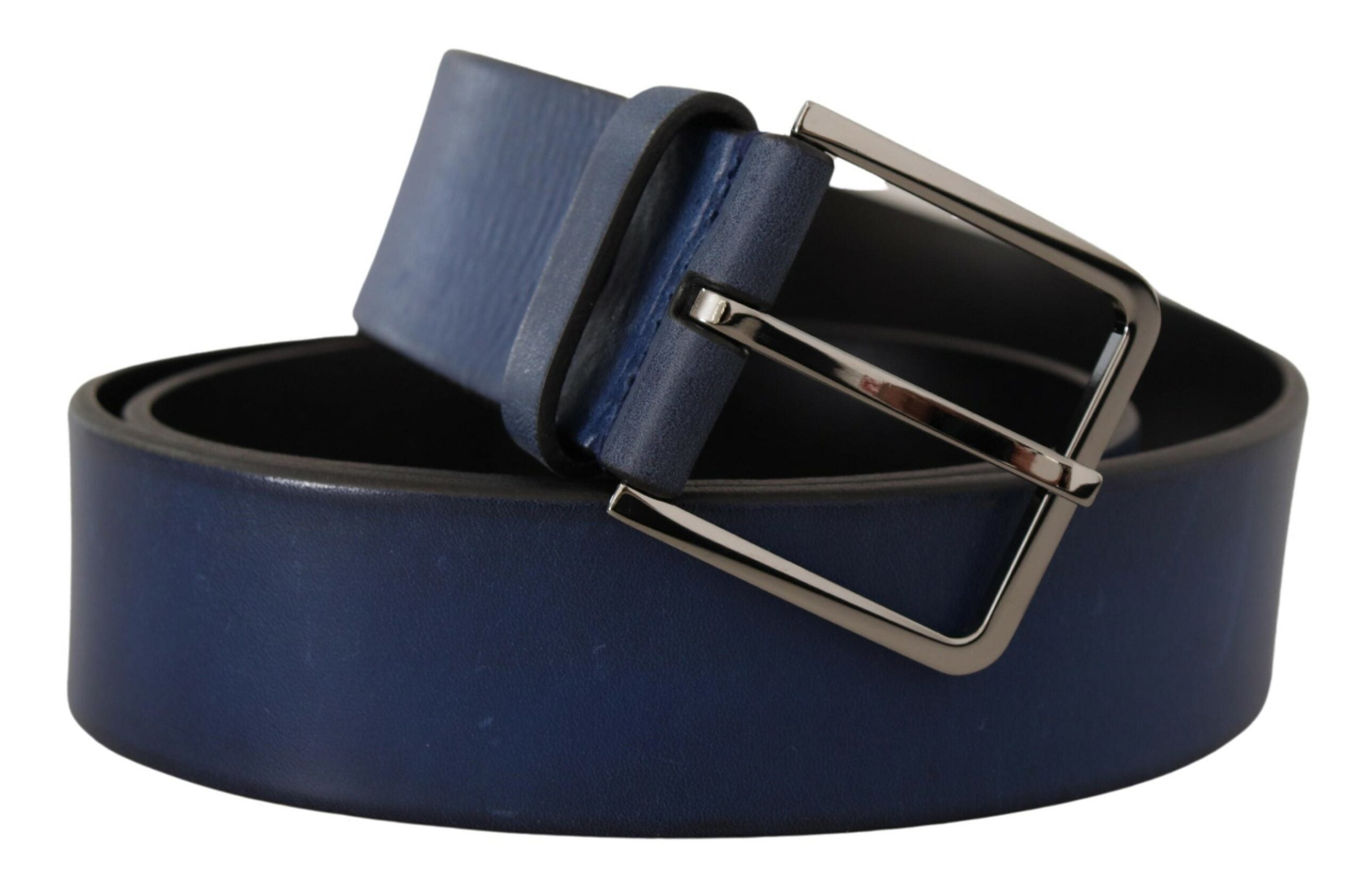 Dolce & Gabbana Elegant Blue Leather Belt with Silver Buckle - Luksusmuotia Dolce & Gabbana - Tutustu YVES JAVANNI® 