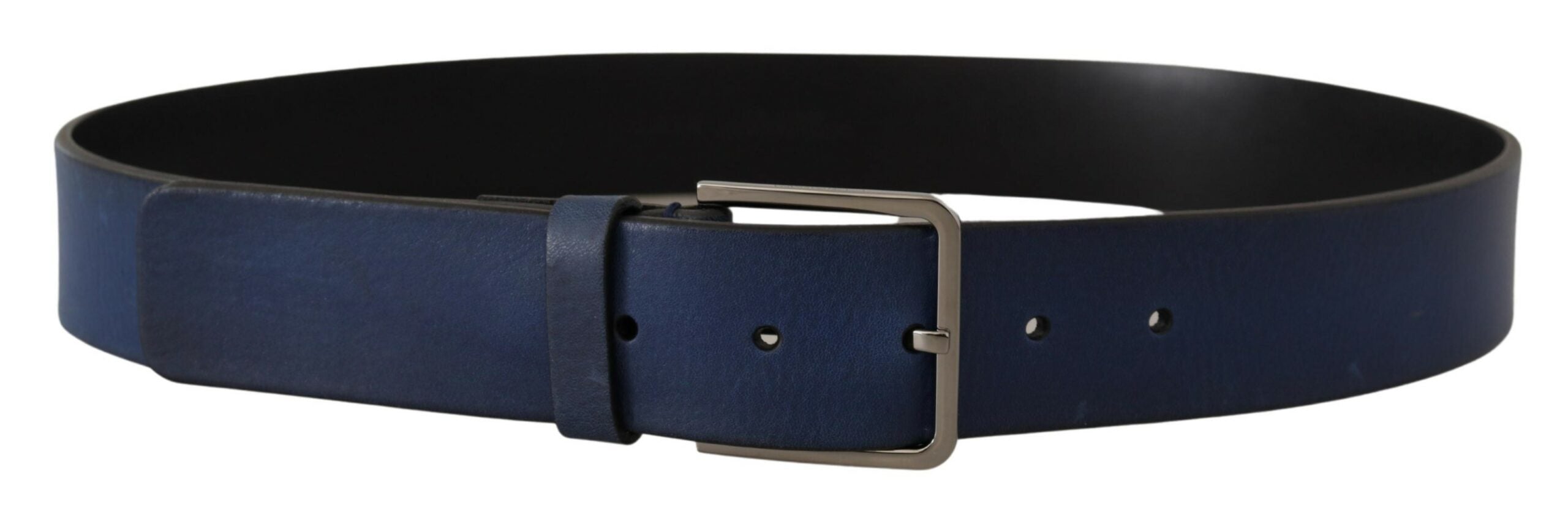 Dolce & Gabbana Elegant Blue Leather Belt with Silver Buckle - Luksusmuotia Dolce & Gabbana - Tutustu YVES JAVANNI® 