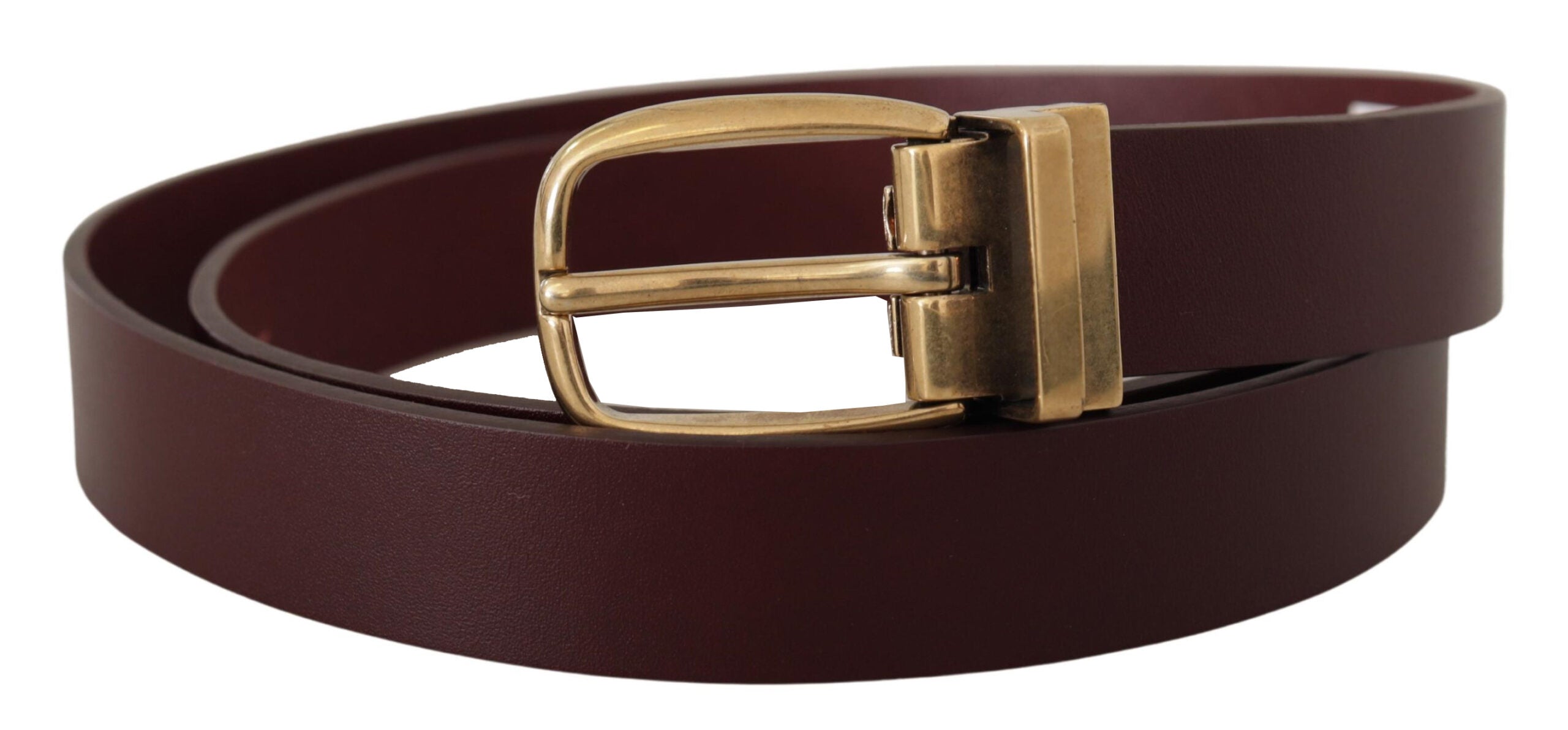 Dolce & Gabbana Elegant Brown Leather Belt with Gold Buckle - Luksusmuotia Dolce & Gabbana - Tutustu YVES JAVANNI® 