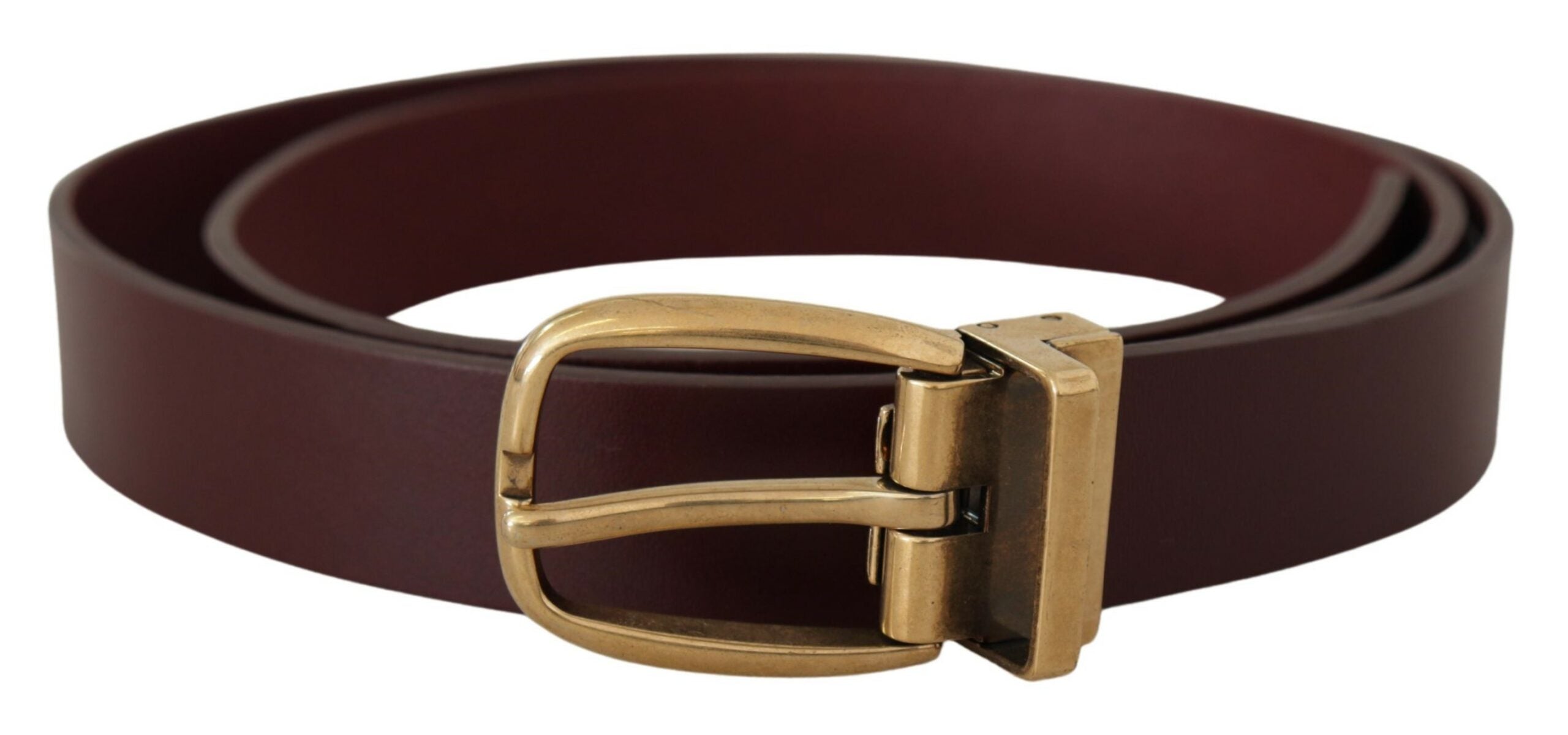 Dolce & Gabbana Elegant Brown Leather Belt with Gold Buckle - Luksusmuotia Dolce & Gabbana - Tutustu YVES JAVANNI® 