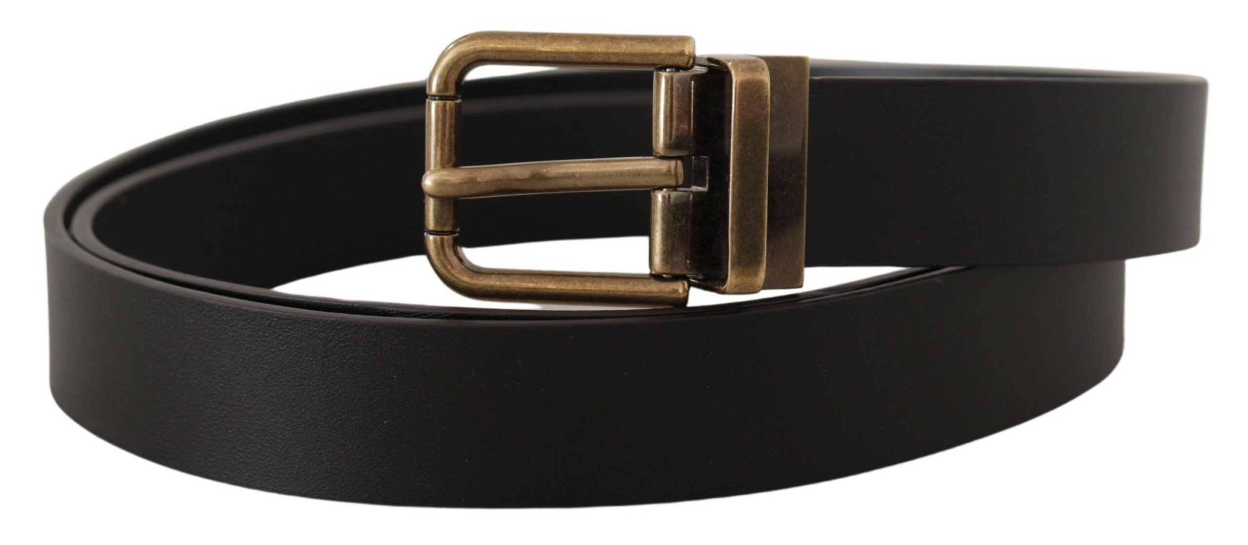 Dolce & Gabbana Elegant Black Leather Belt with Vintage Buckle - Luksusmuotia Dolce & Gabbana - Tutustu YVES JAVANNI® 