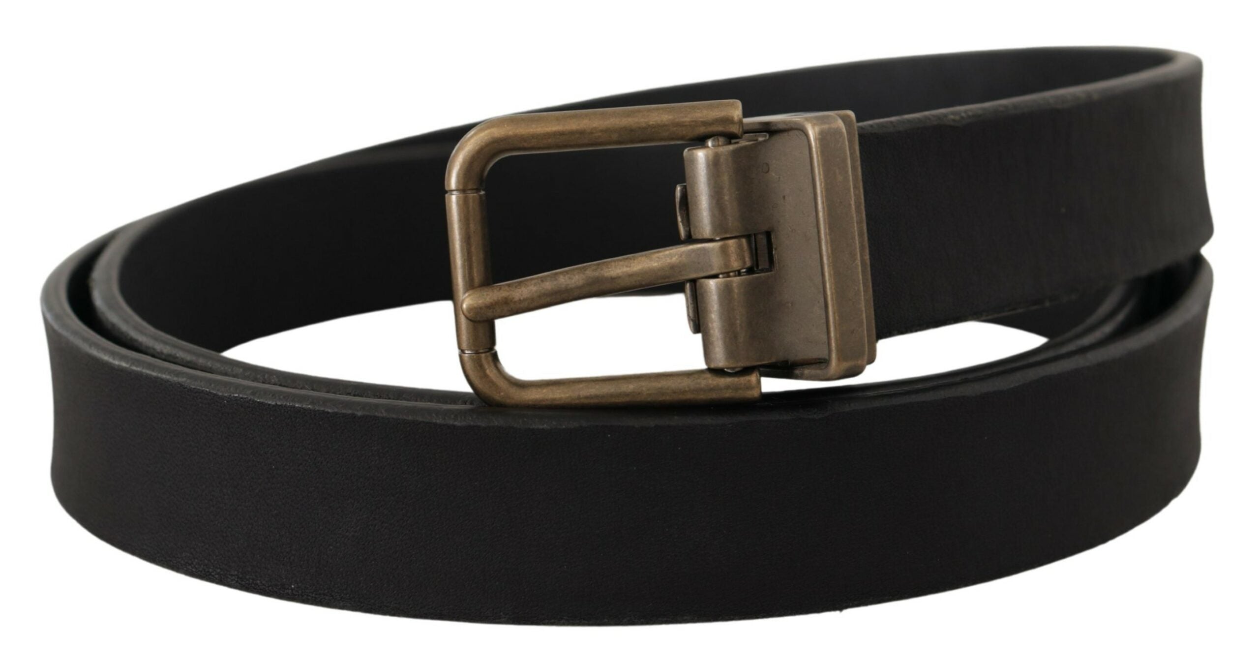 Dolce & Gabbana Elegant Black Leather Belt with Vintage Metal Buckle - Luksusmuotia Dolce & Gabbana - Tutustu YVES JAVANNI® 