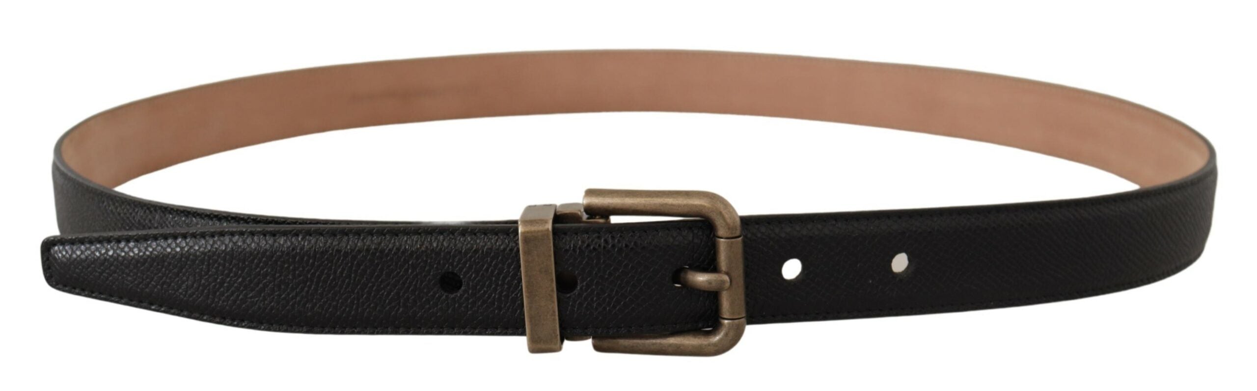 Dolce & Gabbana Elegant Black Leather Belt with Vintage Metal Buckle - Luksuslaukut ja asusteet Dolce & Gabbana - Tutustu YVES JAVANNI® 