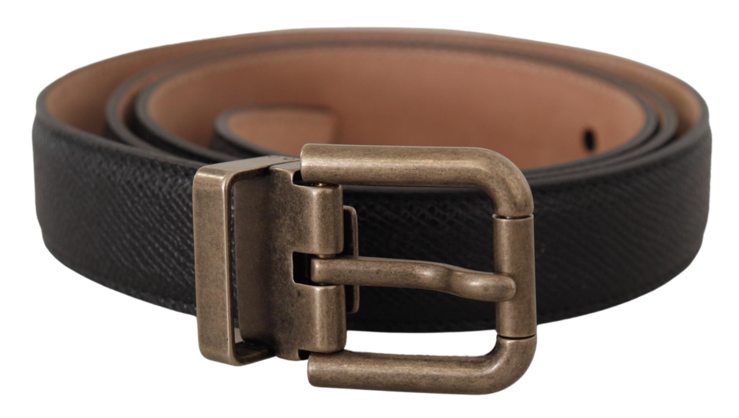 Dolce & Gabbana Elegant Black Leather Belt with Vintage Metal Buckle - Luksuslaukut ja asusteet Dolce & Gabbana - Tutustu YVES JAVANNI® 