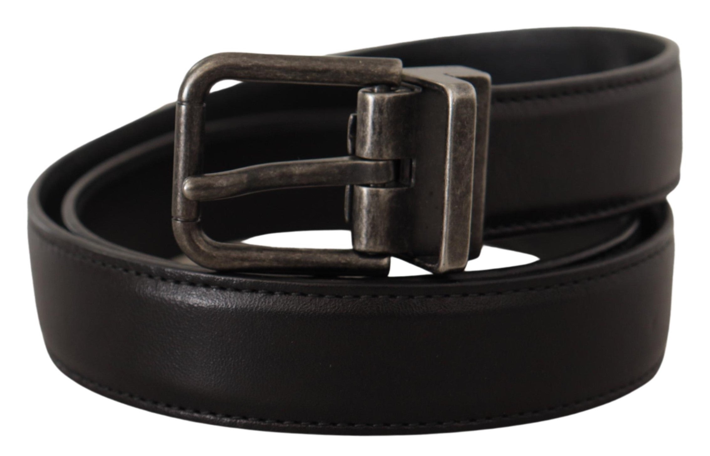 Dolce & Gabbana Elegant Black Leather Belt with Metal Buckle - Luksusmuotia Dolce & Gabbana - Tutustu YVES JAVANNI® 