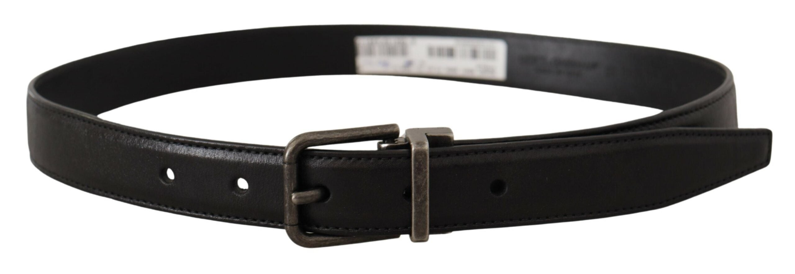 Dolce & Gabbana Elegant Black Leather Belt with Metal Buckle - Luksusmuotia Dolce & Gabbana - Tutustu YVES JAVANNI® 