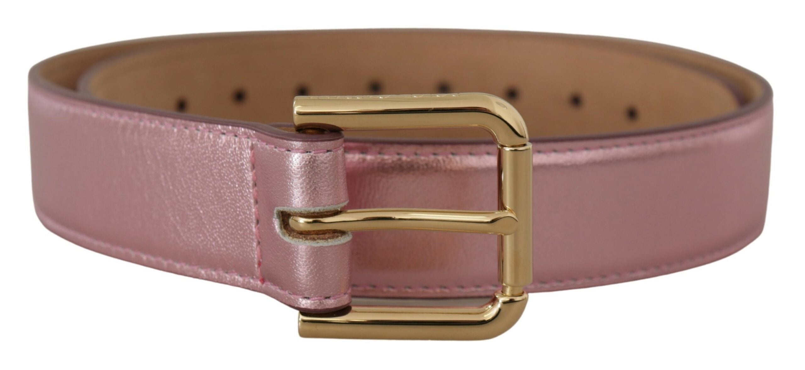 Dolce & Gabbana Elegant Metallic Pink Leather Belt - Luksusmuotia Dolce & Gabbana - Tutustu YVES JAVANNI® 