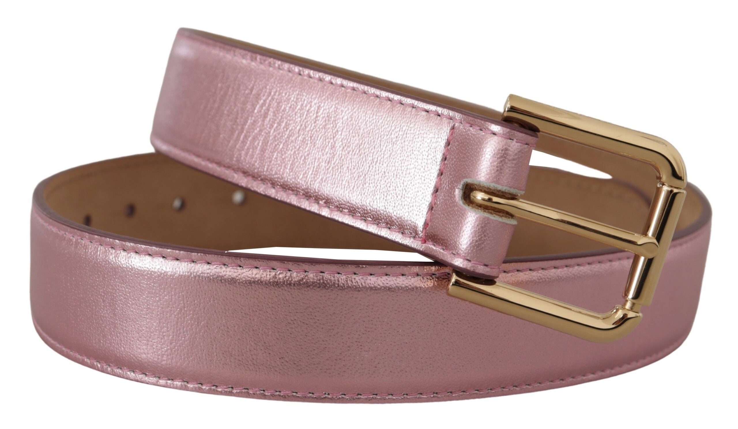 Dolce & Gabbana Elegant Metallic Pink Leather Belt - Luksusmuotia Dolce & Gabbana - Tutustu YVES JAVANNI® 