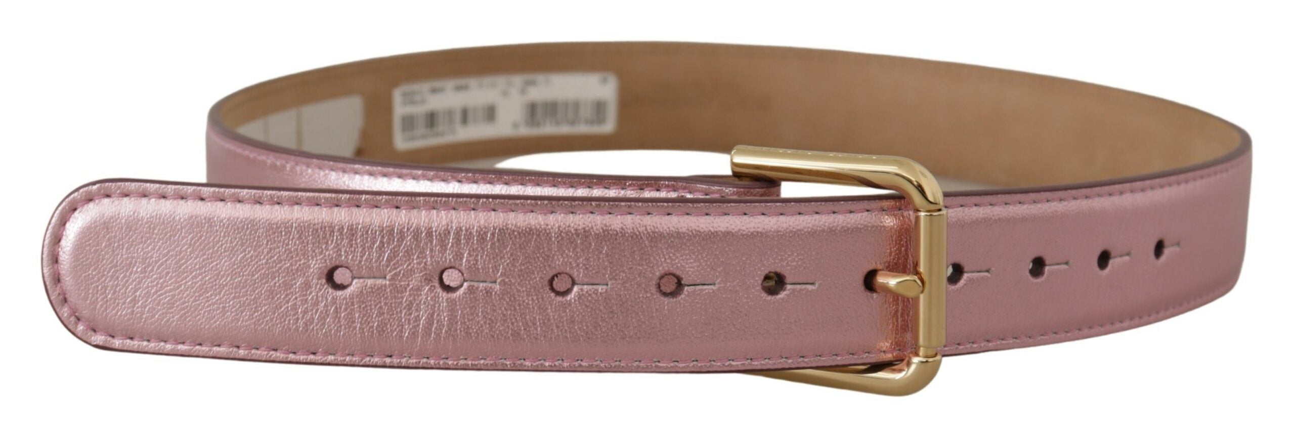 Dolce & Gabbana Elegant Metallic Pink Leather Belt - Luksusmuotia Dolce & Gabbana - Tutustu YVES JAVANNI® 