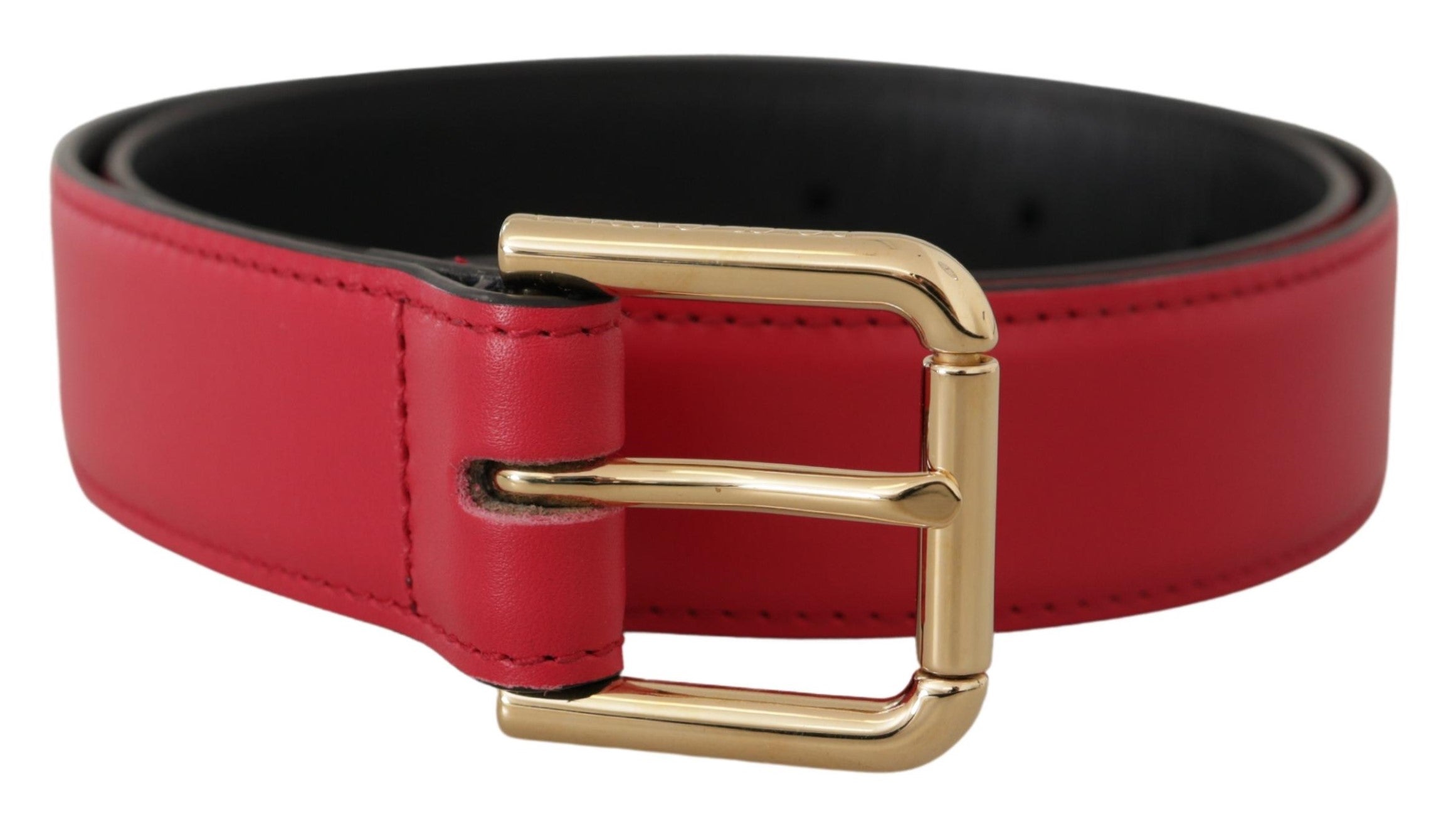 Dolce & Gabbana Elegant Red Leather Belt with Gold-Tone Buckle - Luksusmuotia Dolce & Gabbana - Tutustu YVES JAVANNI® 