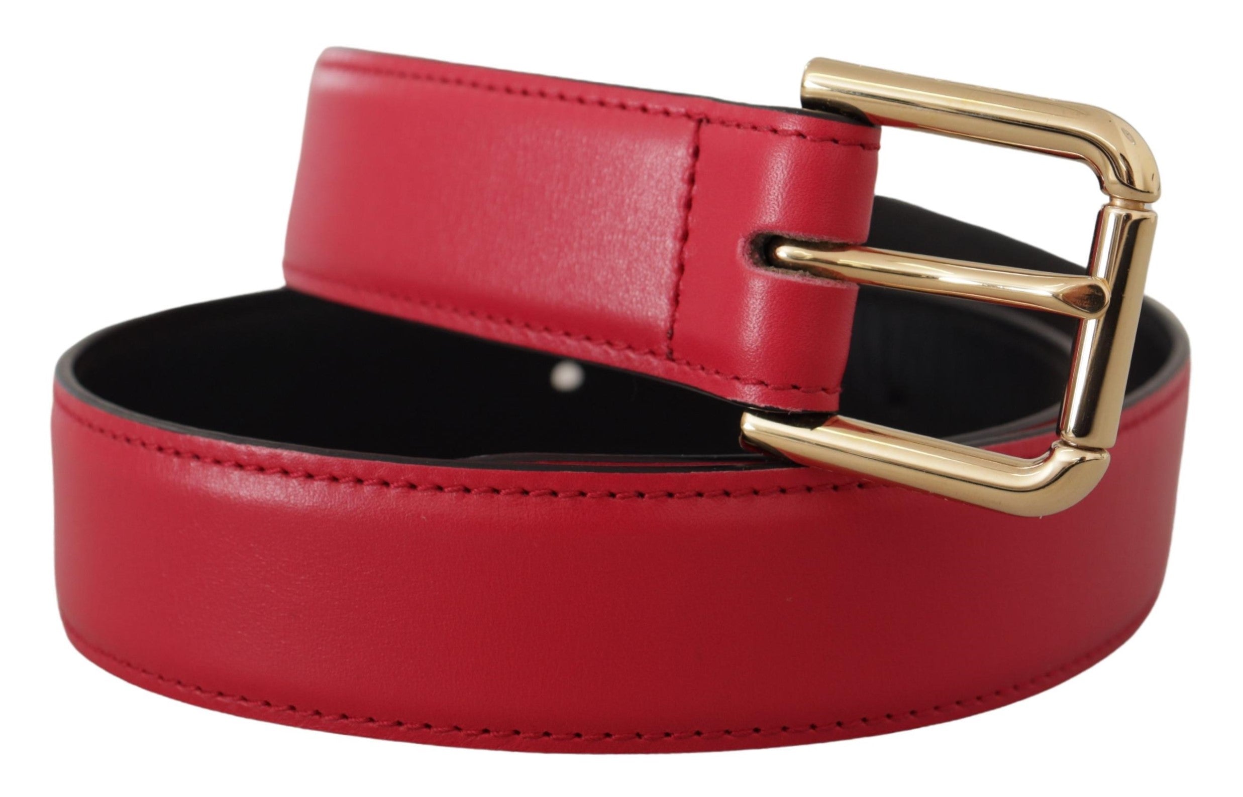 Dolce & Gabbana Elegant Red Leather Belt with Gold-Tone Buckle - Luksusmuotia Dolce & Gabbana - Tutustu YVES JAVANNI® 