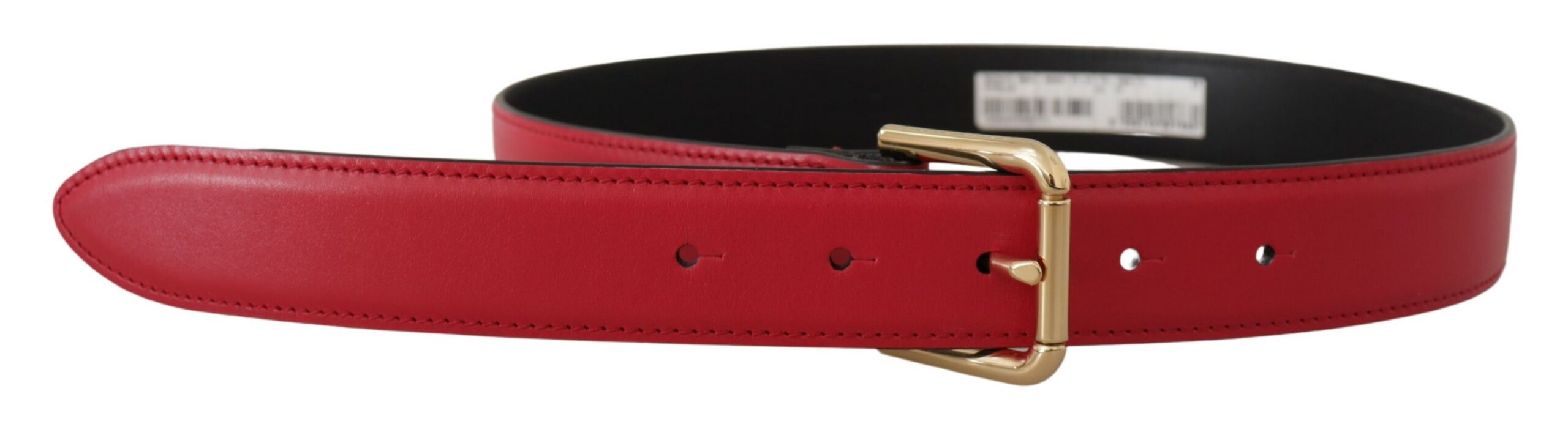 Dolce & Gabbana Elegant Red Leather Belt with Gold-Tone Buckle - Luksusmuotia Dolce & Gabbana - Tutustu YVES JAVANNI® 