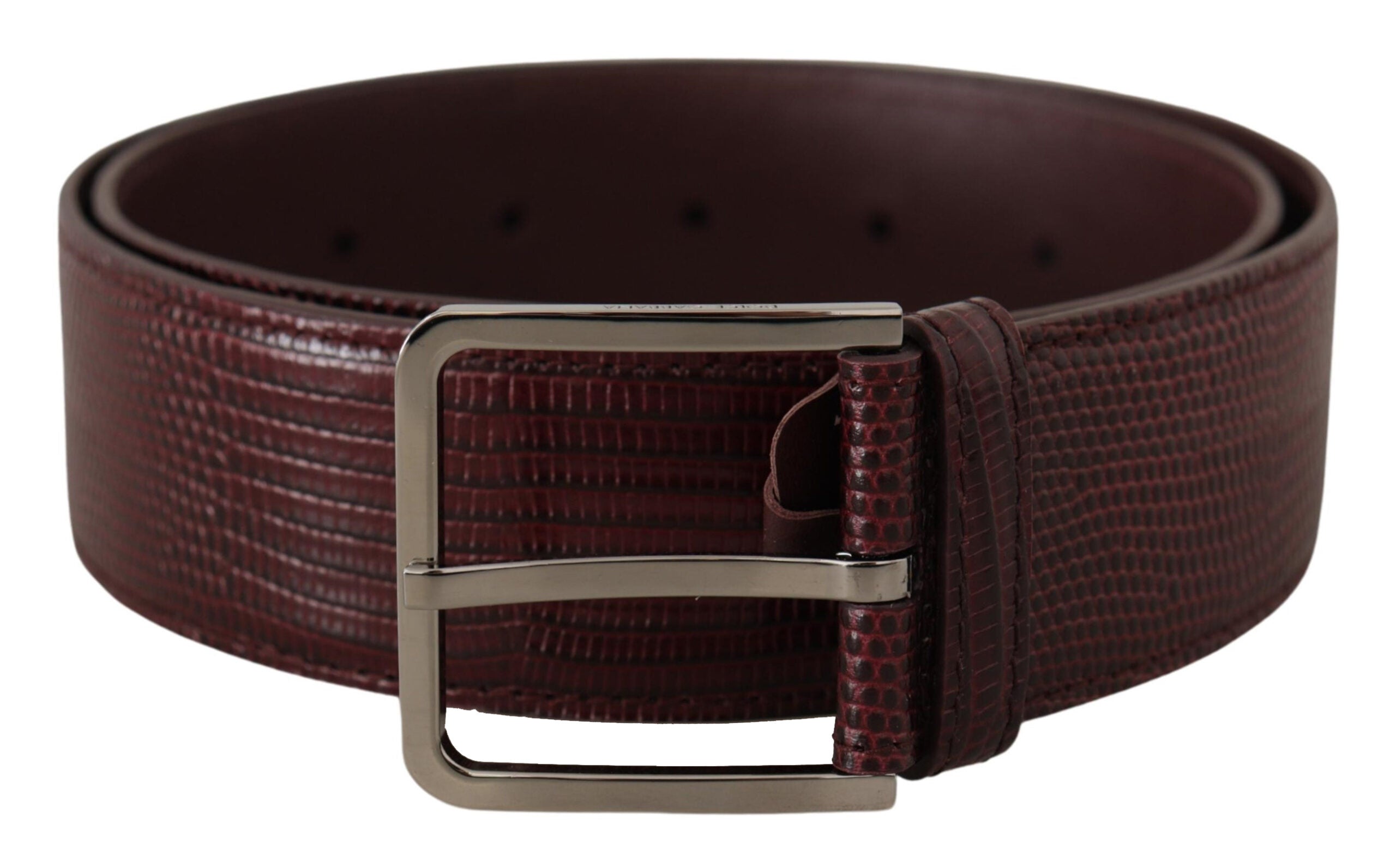 Dolce & Gabbana Elegant Maroon Leather Belt with Engraved Buckle - Luksusmuotia Dolce & Gabbana - Tutustu YVES JAVANNI® 