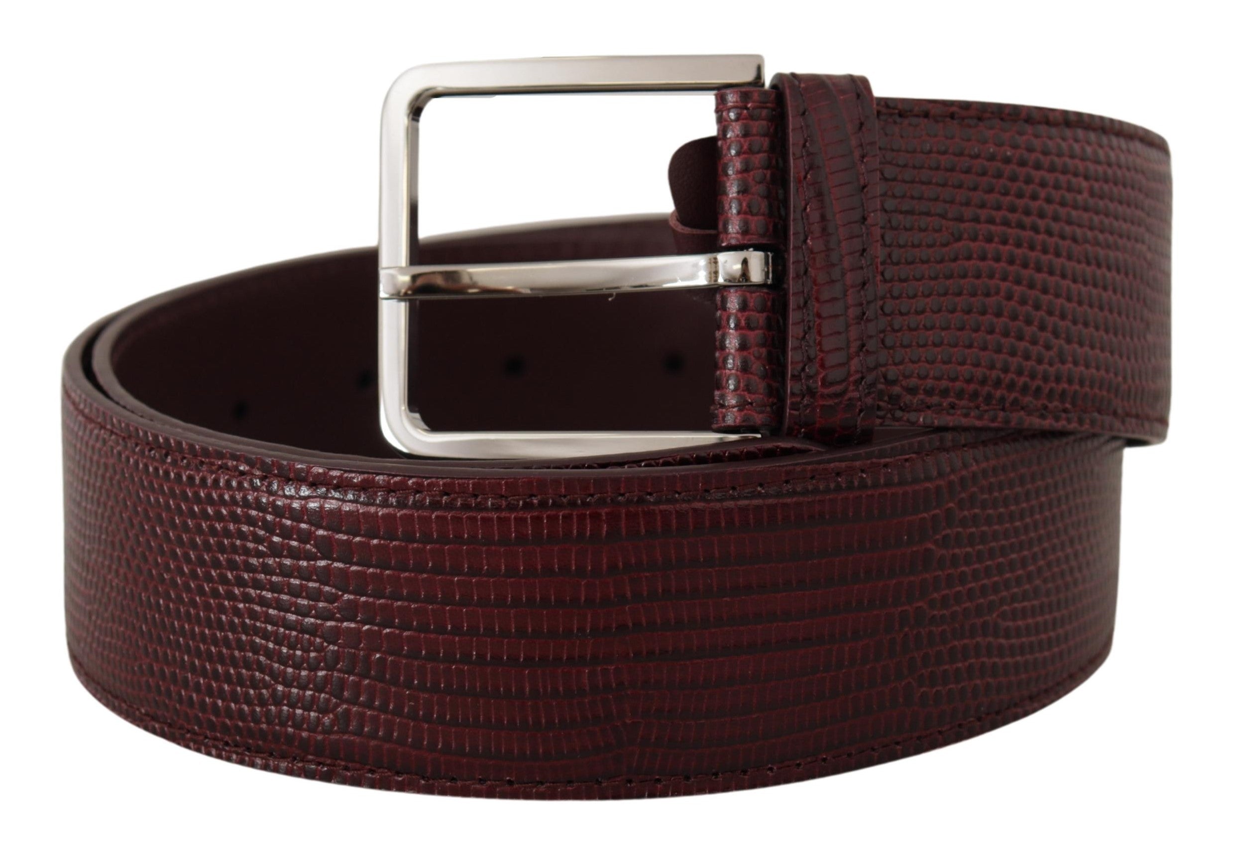 Dolce & Gabbana Elegant Maroon Leather Belt with Engraved Buckle - Luksusmuotia Dolce & Gabbana - Tutustu YVES JAVANNI® 