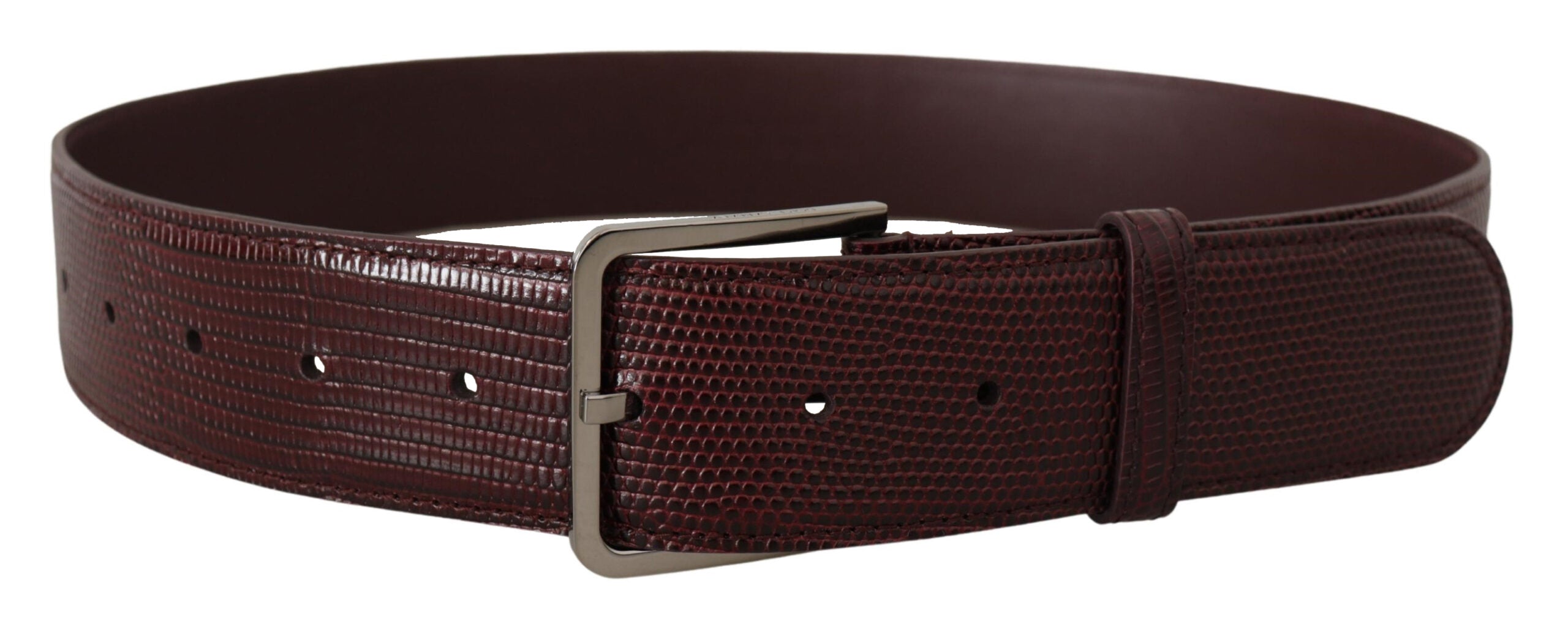 Dolce & Gabbana Elegant Maroon Leather Belt with Engraved Buckle - Luksusmuotia Dolce & Gabbana - Tutustu YVES JAVANNI® 