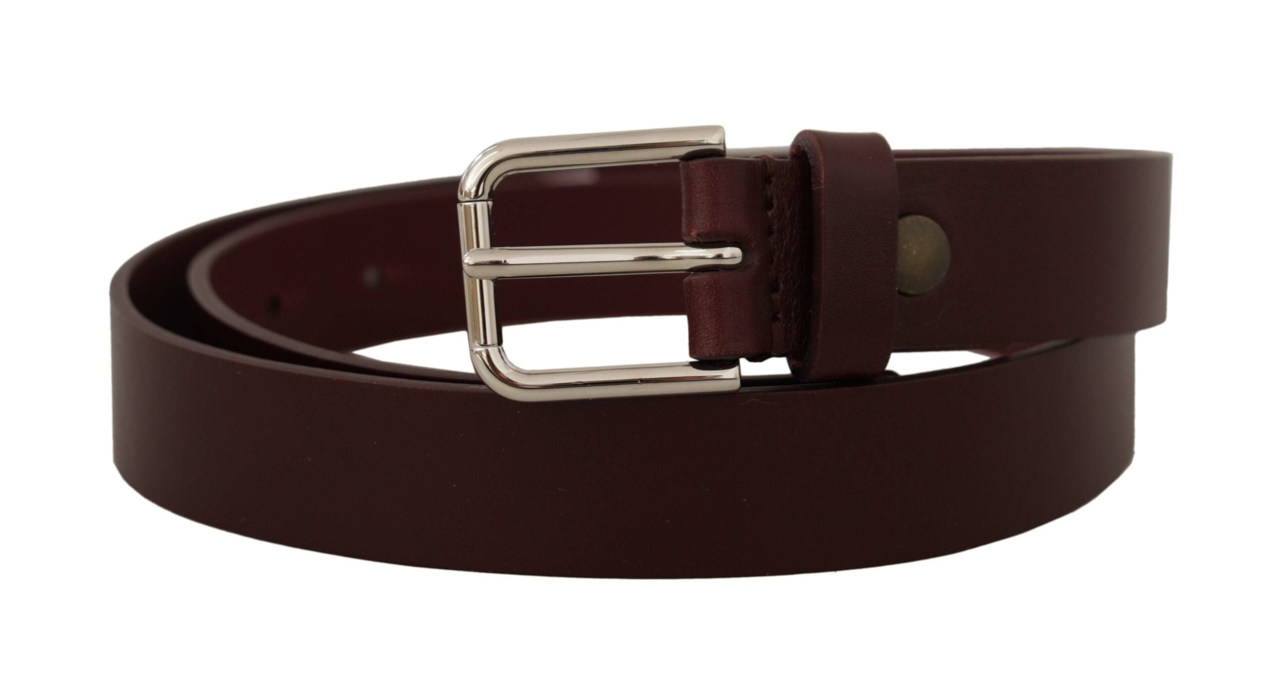 Dolce & Gabbana Elegant Maroon Leather Belt with Logo Buckle - Luksusmuotia Dolce & Gabbana - Tutustu YVES JAVANNI® 