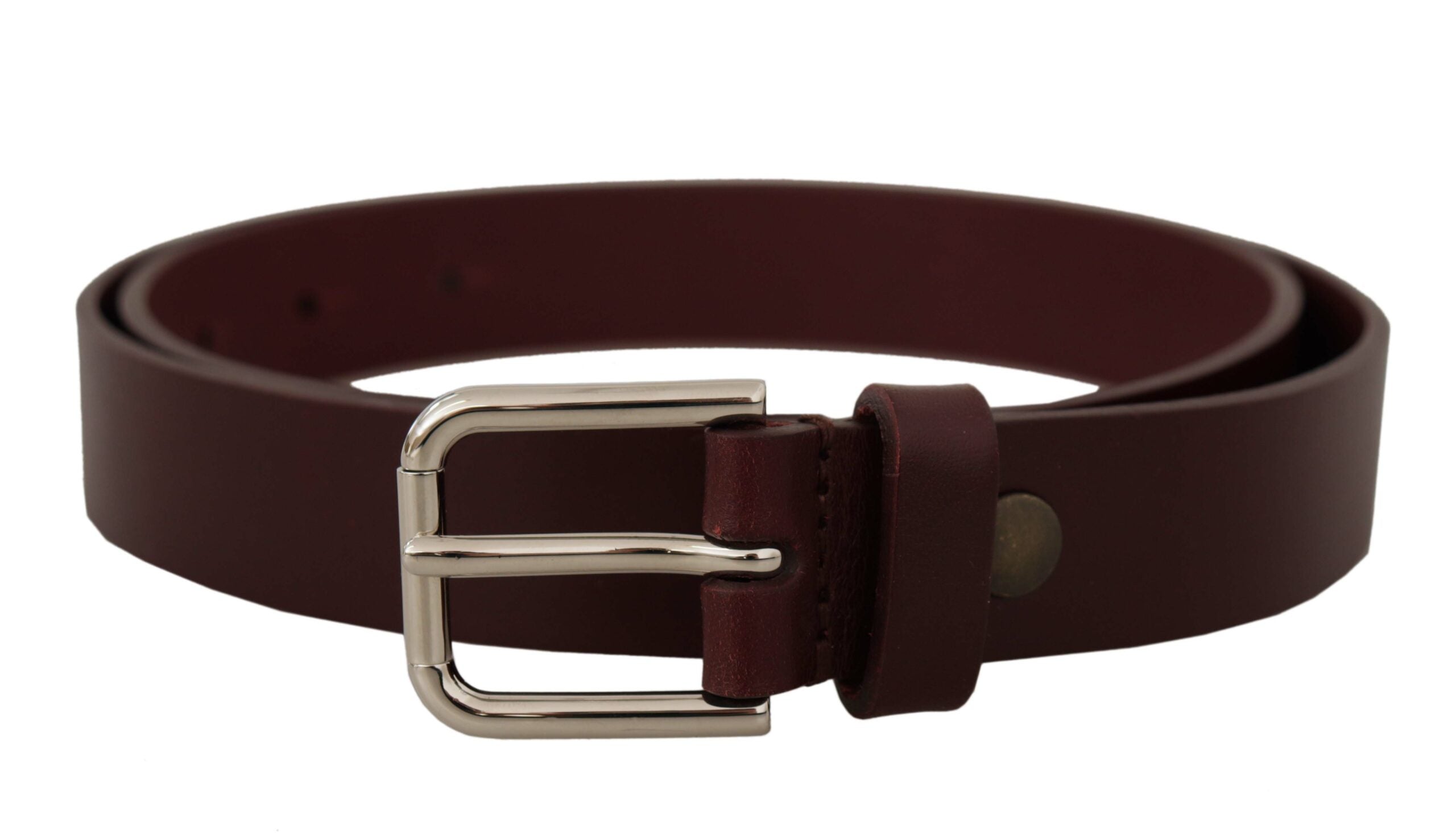 Dolce & Gabbana Elegant Maroon Leather Belt with Logo Buckle - Luksusmuotia Dolce & Gabbana - Tutustu YVES JAVANNI® 