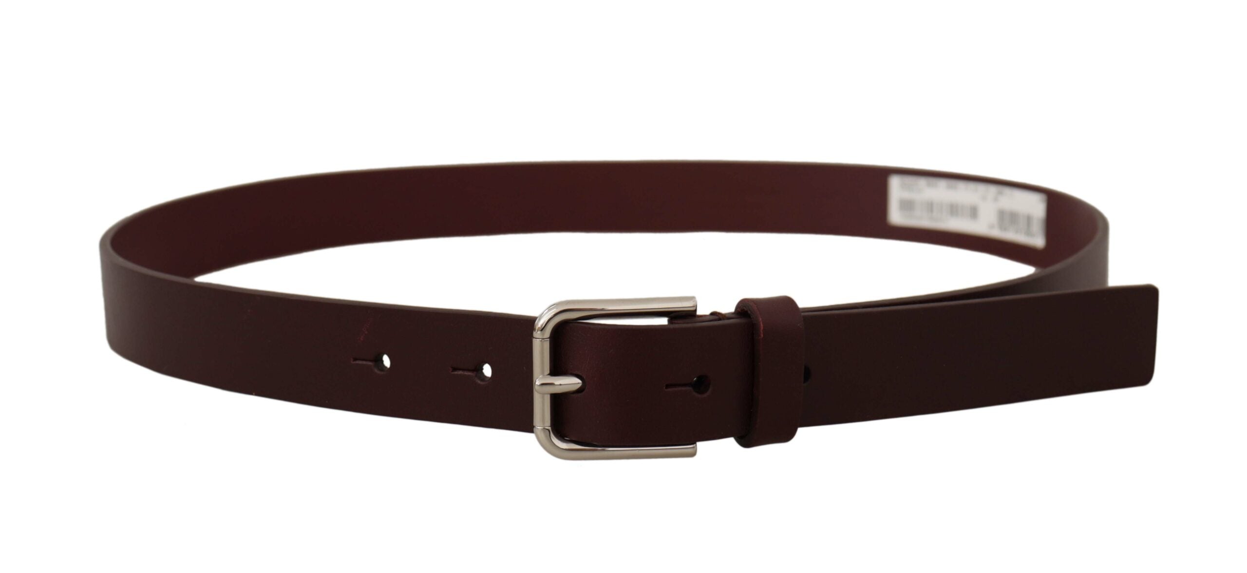 Dolce & Gabbana Elegant Maroon Leather Belt with Logo Buckle - Luksusmuotia Dolce & Gabbana - Tutustu YVES JAVANNI® 