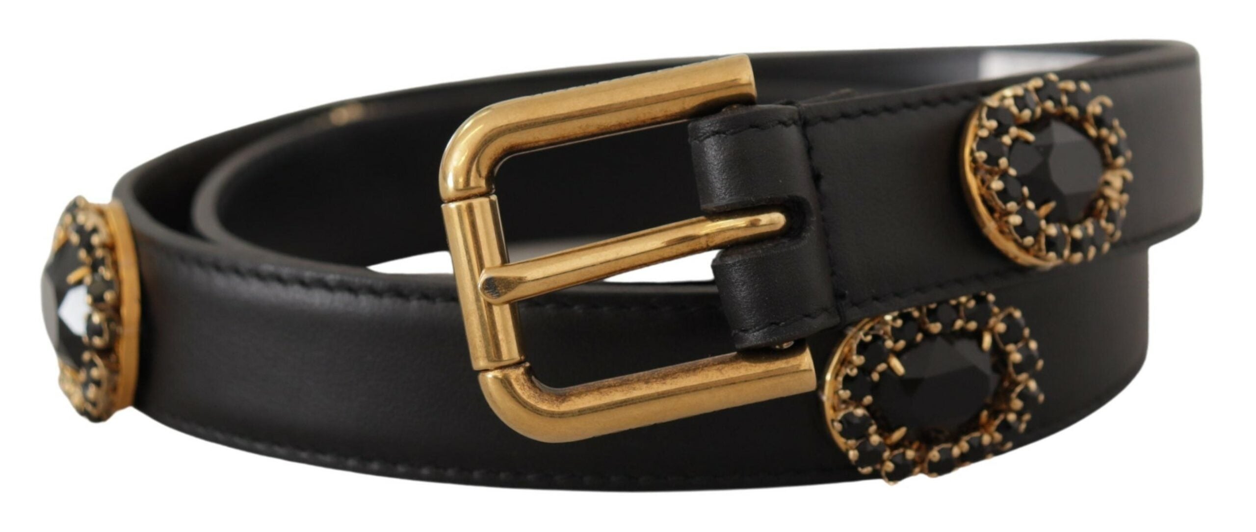 Dolce & Gabbana Elegant Black Leather Logo Belt - Luksusmuotia Dolce & Gabbana - Tutustu YVES JAVANNI® 