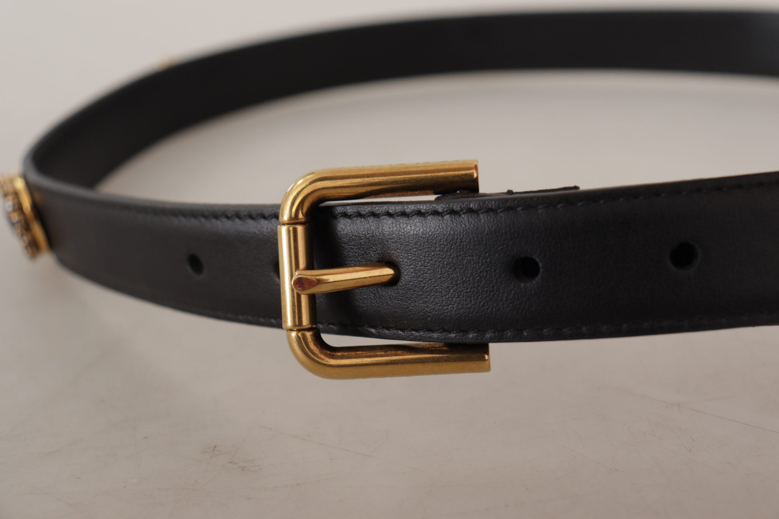 Dolce & Gabbana Elegant Black Leather Logo Belt - Luksusmuotia Dolce & Gabbana - Tutustu YVES JAVANNI® 