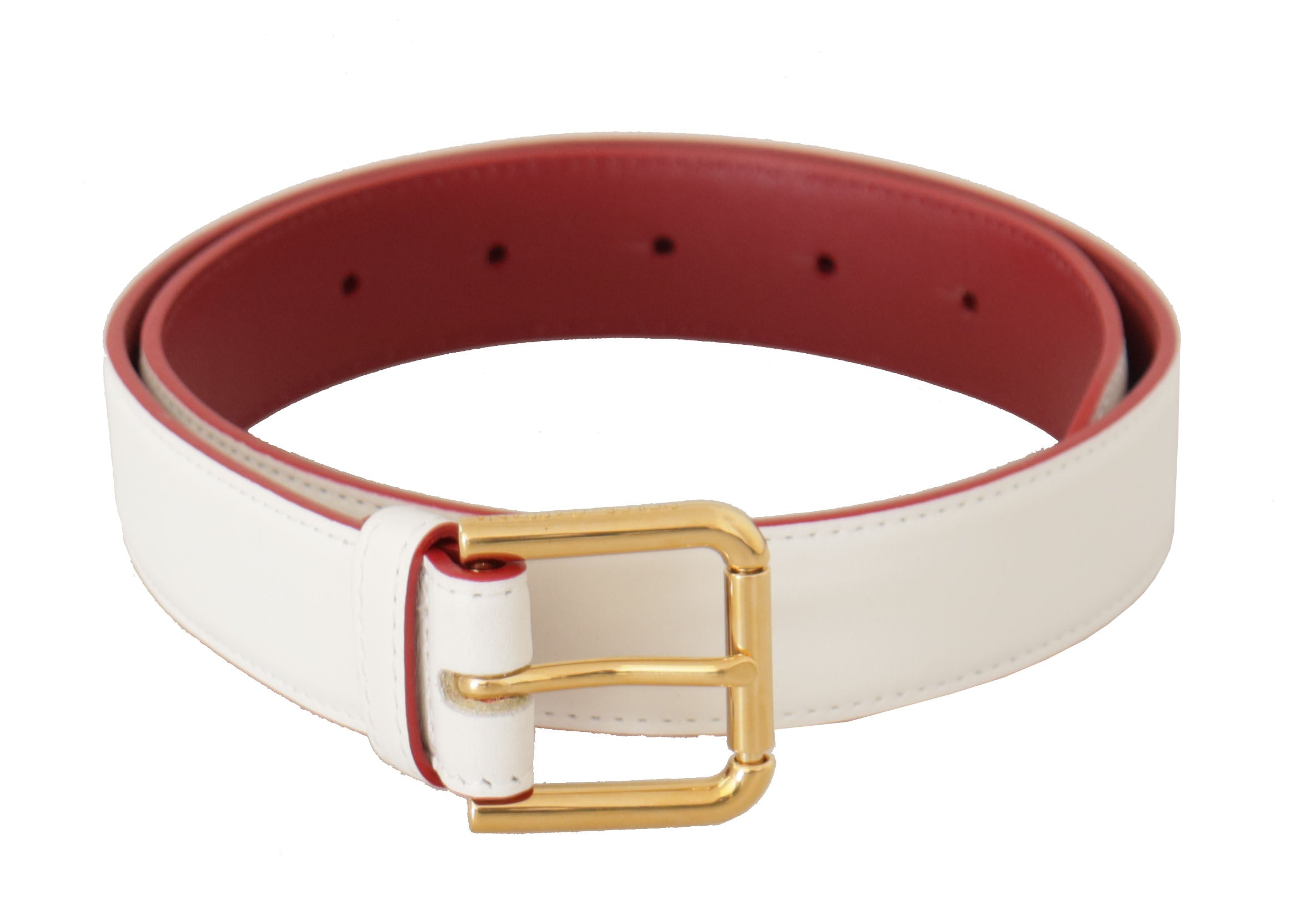 Dolce & Gabbana Elegant White Leather Belt with Engraved Buckle - Luksusmuotia Dolce & Gabbana - Tutustu YVES JAVANNI® 