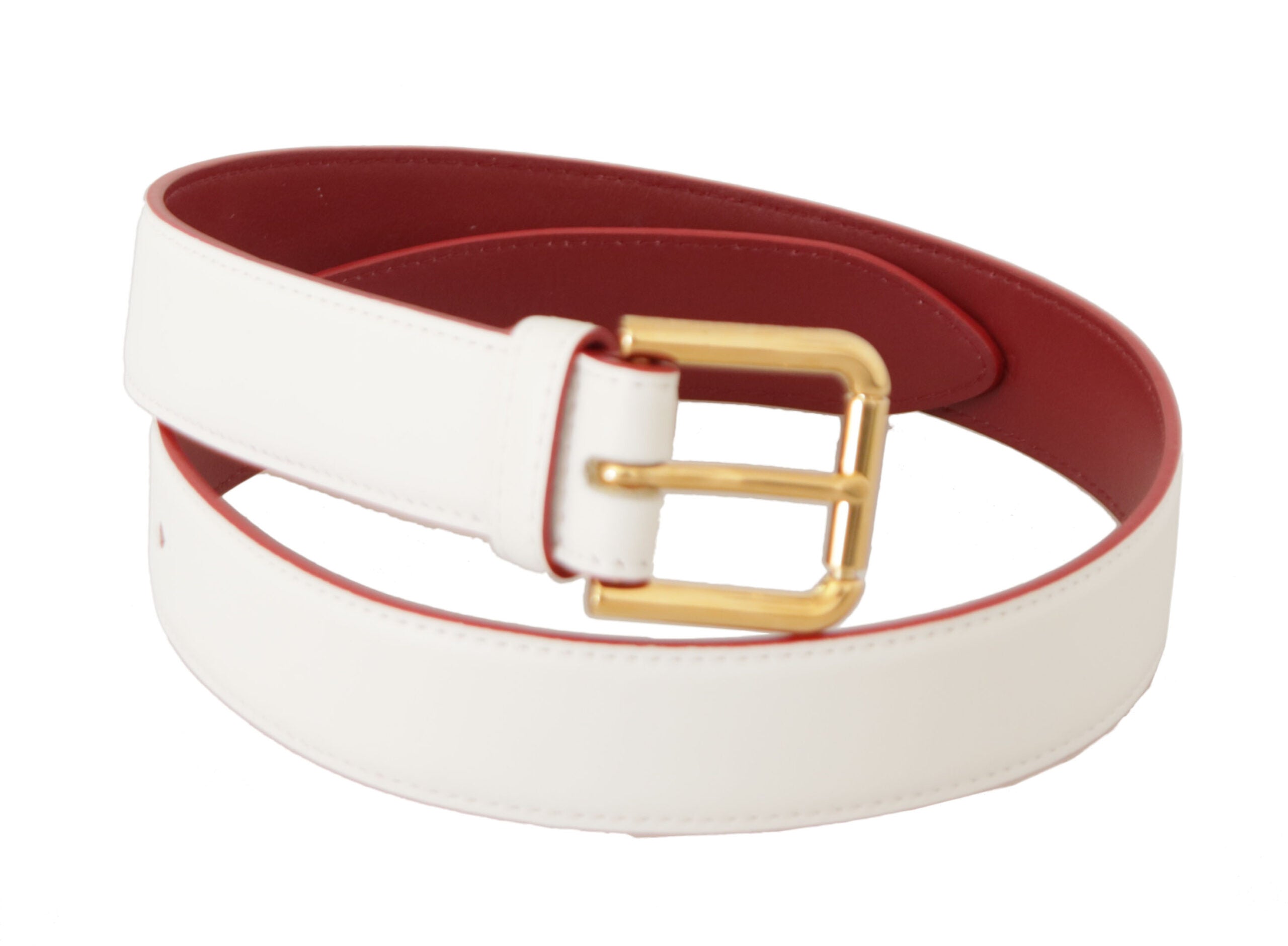 Dolce & Gabbana Elegant White Leather Belt with Engraved Buckle - Luksusmuotia Dolce & Gabbana - Tutustu YVES JAVANNI® 