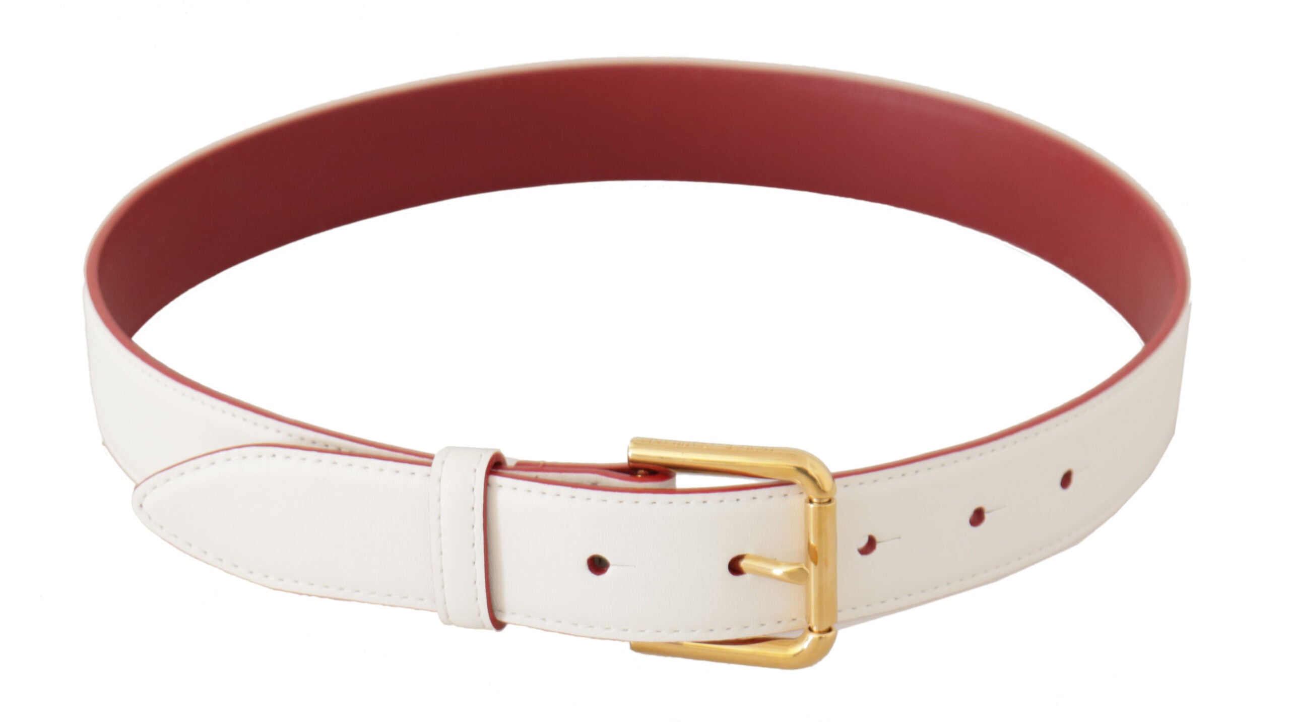 Dolce & Gabbana Elegant White Leather Belt with Engraved Buckle - Luksusmuotia Dolce & Gabbana - Tutustu YVES JAVANNI® 