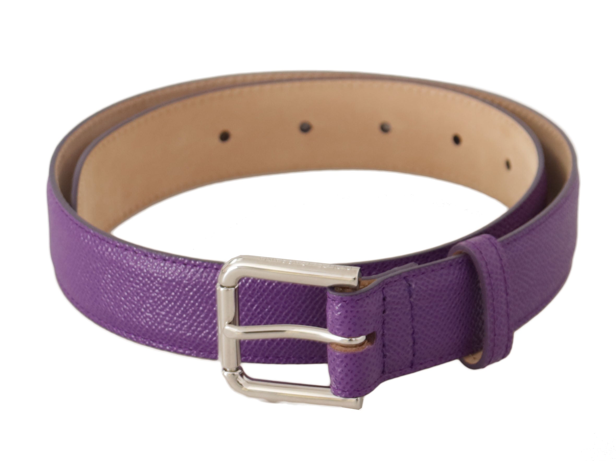 Dolce & Gabbana Elegant Purple Leather Belt with Logo Buckle - Luksusmuotia Dolce & Gabbana - Tutustu YVES JAVANNI® 