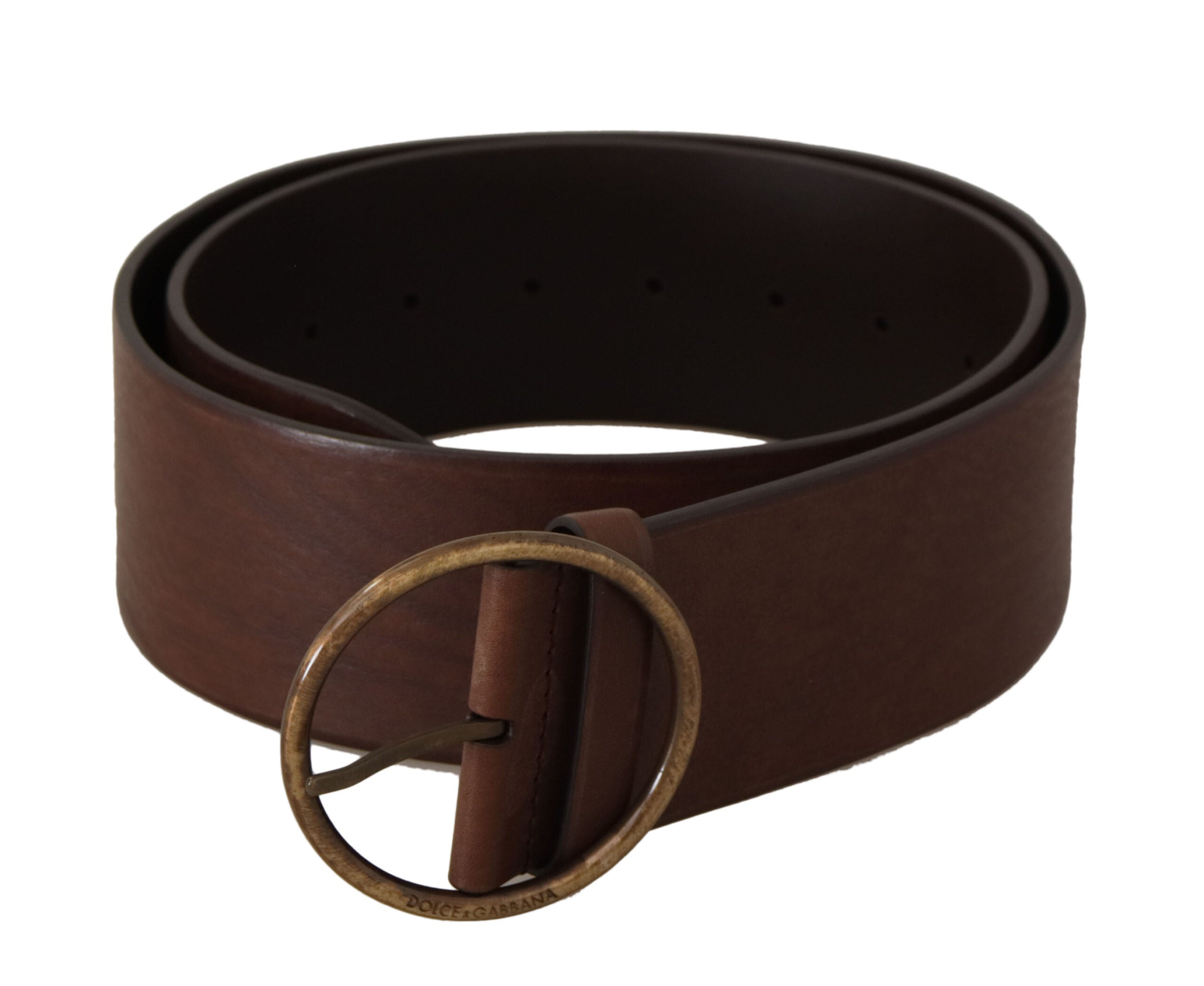 Dolce & Gabbana Elegant Brown Leather Belt with Engraved Buckle - Luksusmuotia Dolce & Gabbana - Tutustu YVES JAVANNI® 