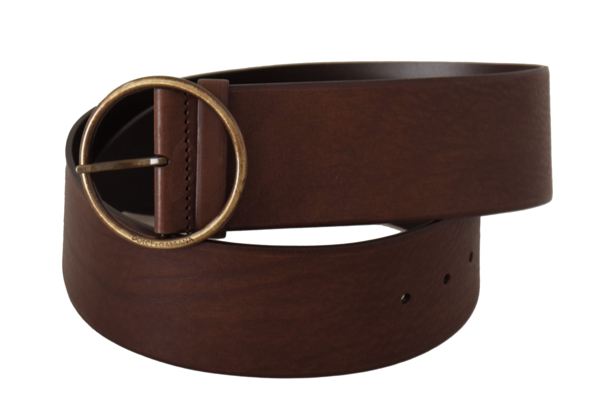 Dolce & Gabbana Elegant Brown Leather Belt with Engraved Buckle - Luksusmuotia Dolce & Gabbana - Tutustu YVES JAVANNI® 