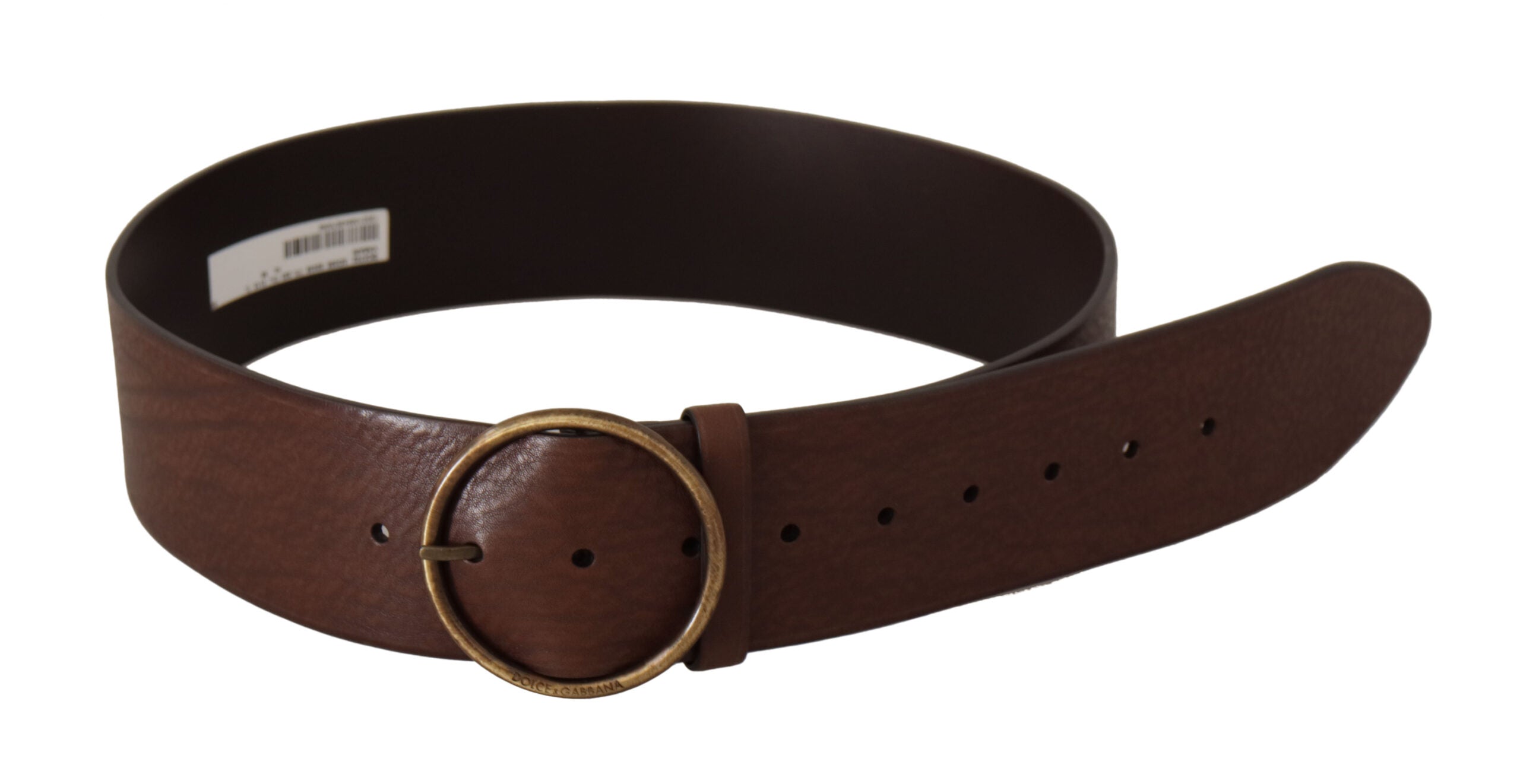 Dolce & Gabbana Elegant Brown Leather Belt with Engraved Buckle - Luksusmuotia Dolce & Gabbana - Tutustu YVES JAVANNI® 