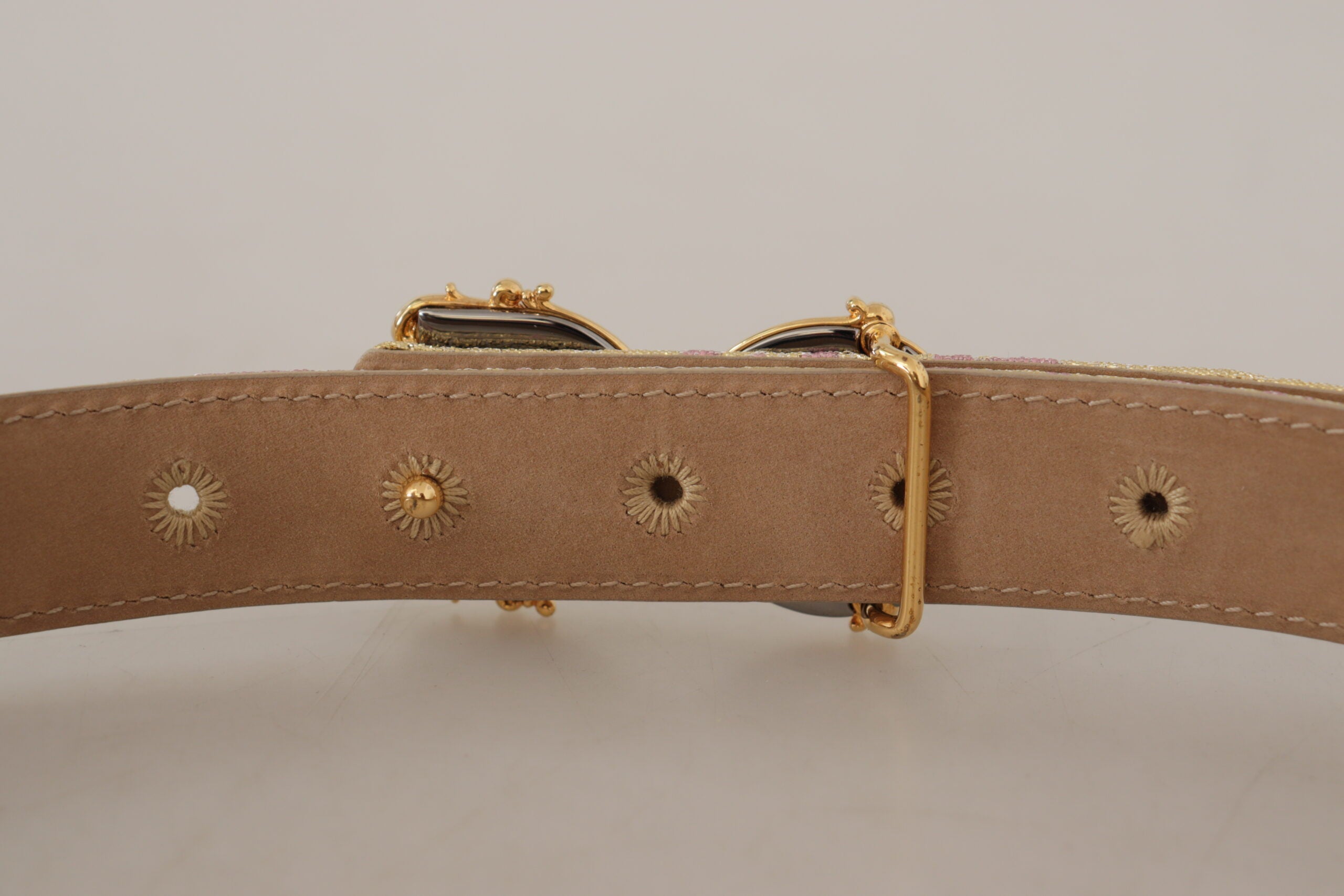 Dolce & Gabbana Chic Gold and Pink Leather Belt - Luksusmuotia Dolce & Gabbana - Tutustu YVES JAVANNI® 