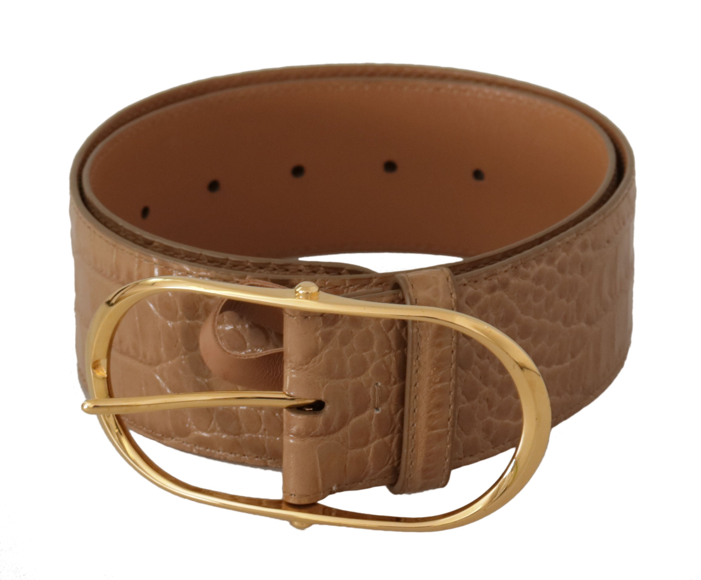 Dolce & Gabbana Elegant Beige Leather Belt with Engraved Buckle - Luksusmuotia Dolce & Gabbana - Tutustu YVES JAVANNI® 