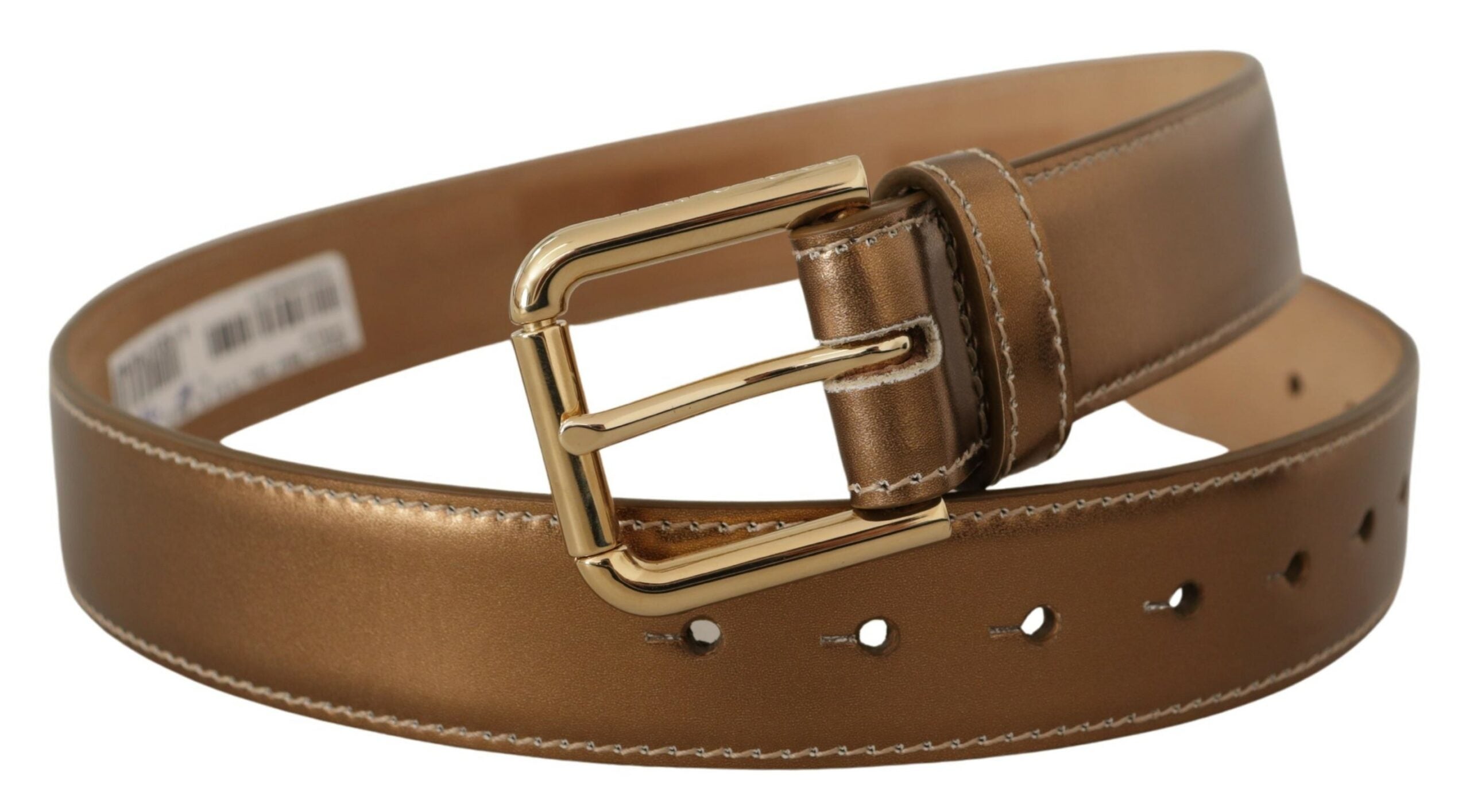 Dolce & Gabbana Elegant Bronze Leather Belt with Logo Buckle - Luksusmuotia Dolce & Gabbana - Tutustu YVES JAVANNI® 