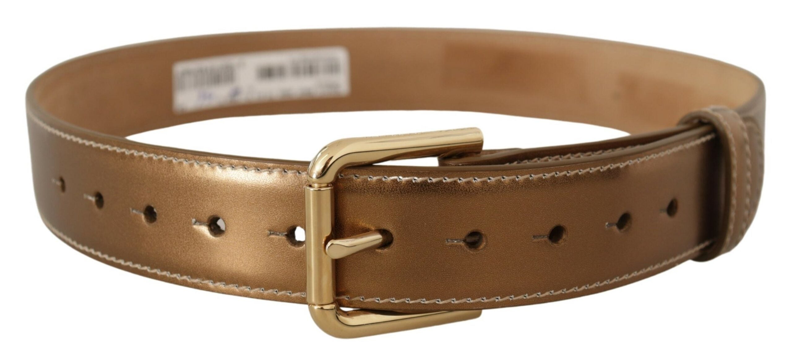 Dolce & Gabbana Elegant Bronze Leather Belt with Logo Buckle - Luksusmuotia Dolce & Gabbana - Tutustu YVES JAVANNI® 