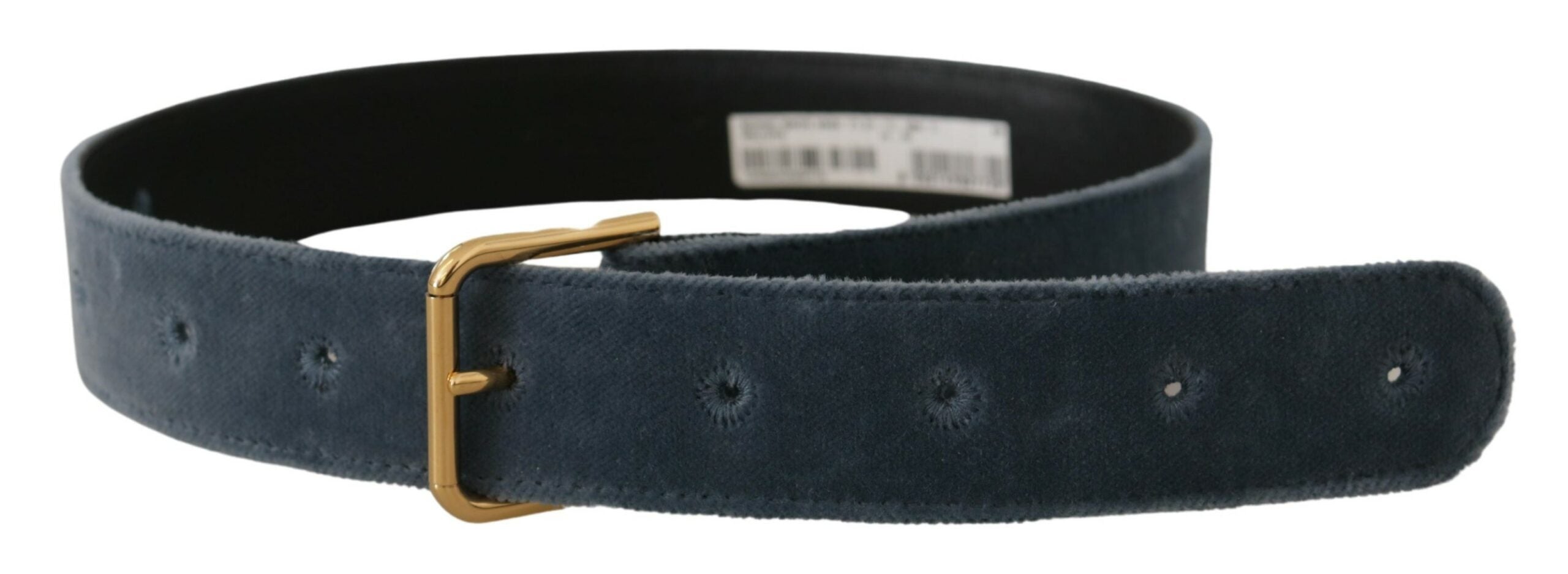 Dolce & Gabbana Elegant Navy Velvet Designer Belt - Luksusmuotia Dolce & Gabbana - Tutustu YVES JAVANNI® 