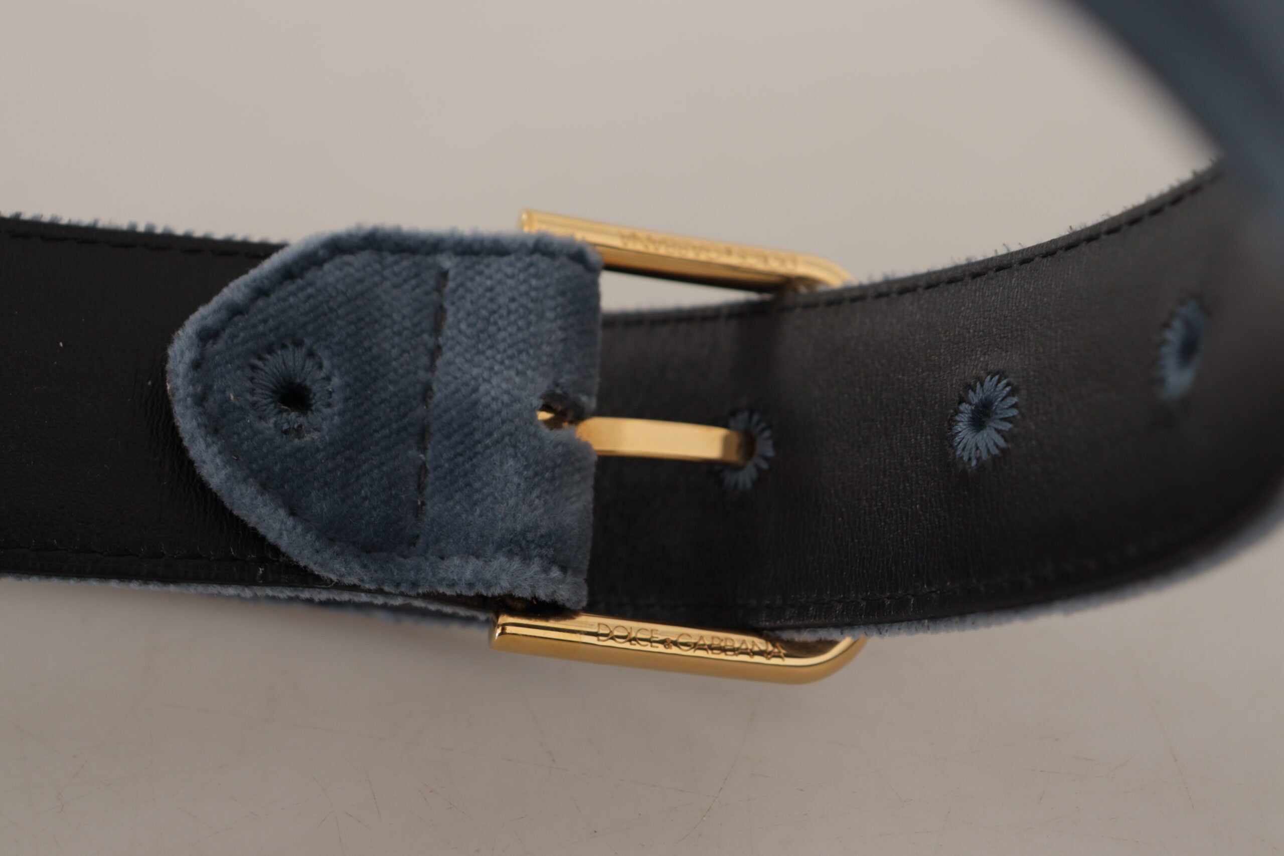 Dolce & Gabbana Elegant Navy Velvet Designer Belt - Luksusmuotia Dolce & Gabbana - Tutustu YVES JAVANNI® 