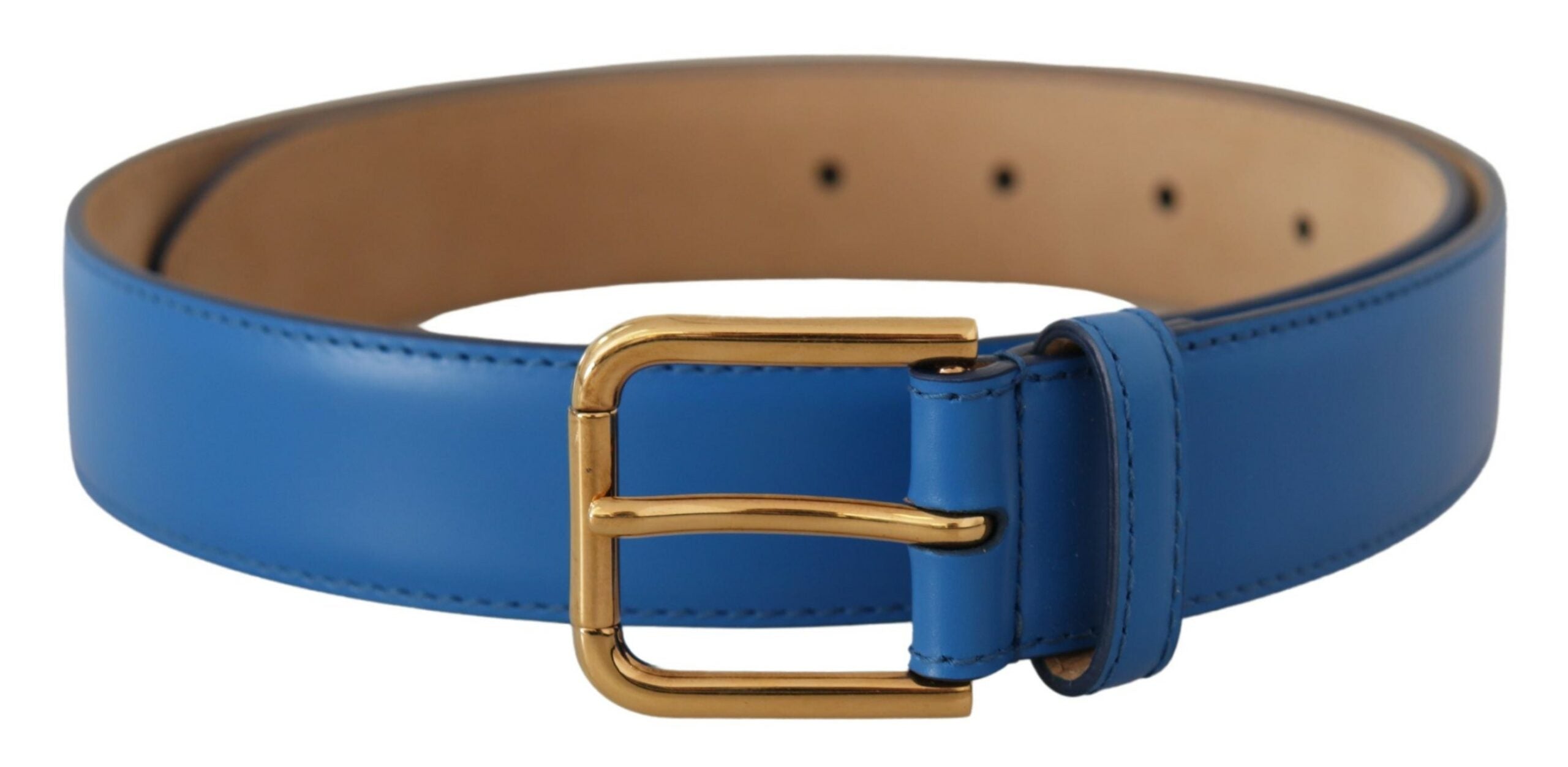 Dolce & Gabbana Elegant Blue Leather Belt with Engraved Buckle - Luksusmuotia Dolce & Gabbana - Tutustu YVES JAVANNI® 