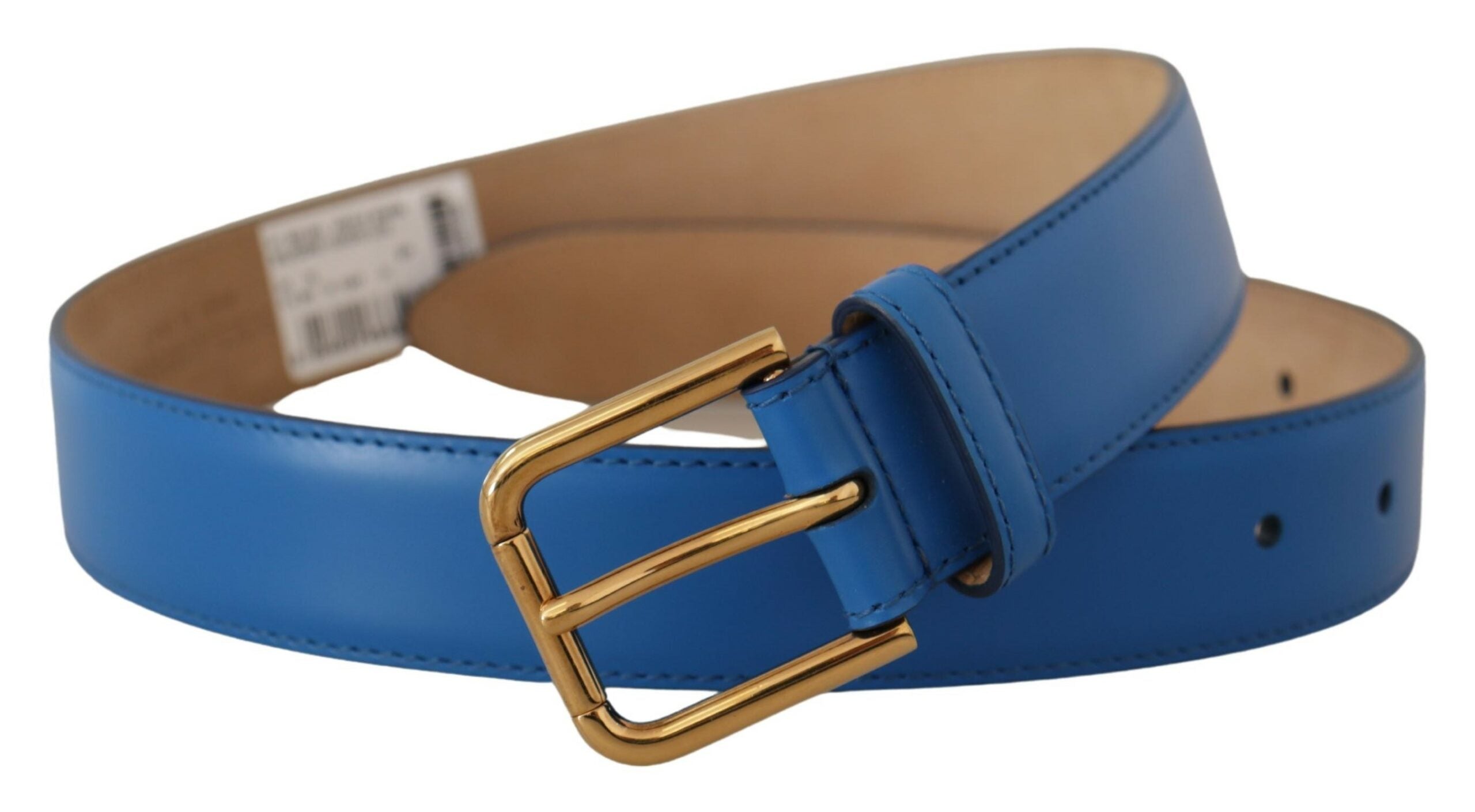 Dolce & Gabbana Elegant Blue Leather Belt with Engraved Buckle - Luksusmuotia Dolce & Gabbana - Tutustu YVES JAVANNI® 