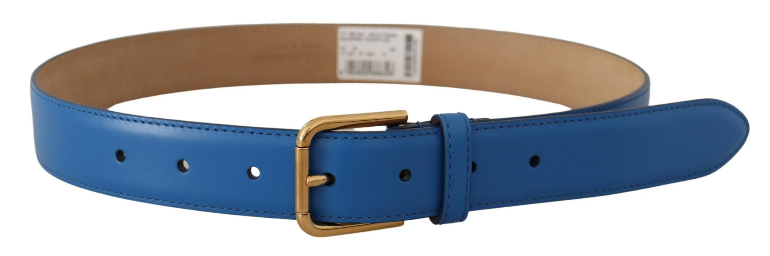 Dolce & Gabbana Elegant Blue Leather Belt with Engraved Buckle - Luksusmuotia Dolce & Gabbana - Tutustu YVES JAVANNI® 